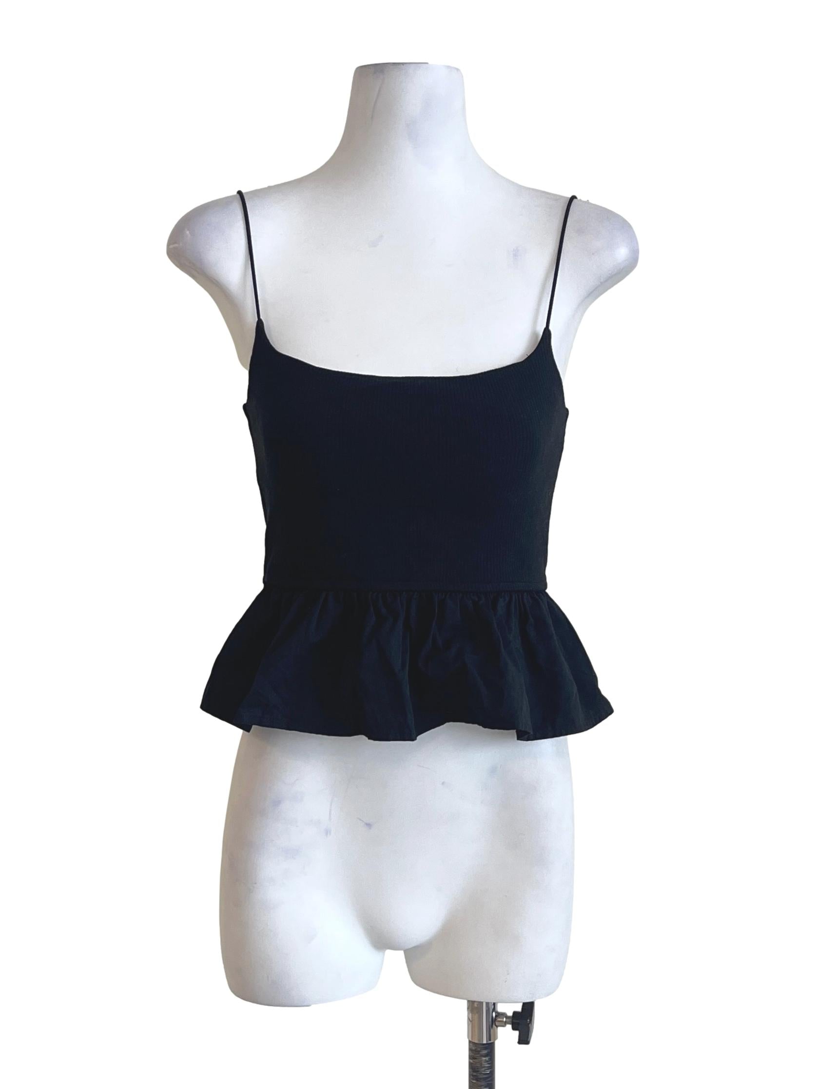 Ink Black Sleeveless Peplum Top