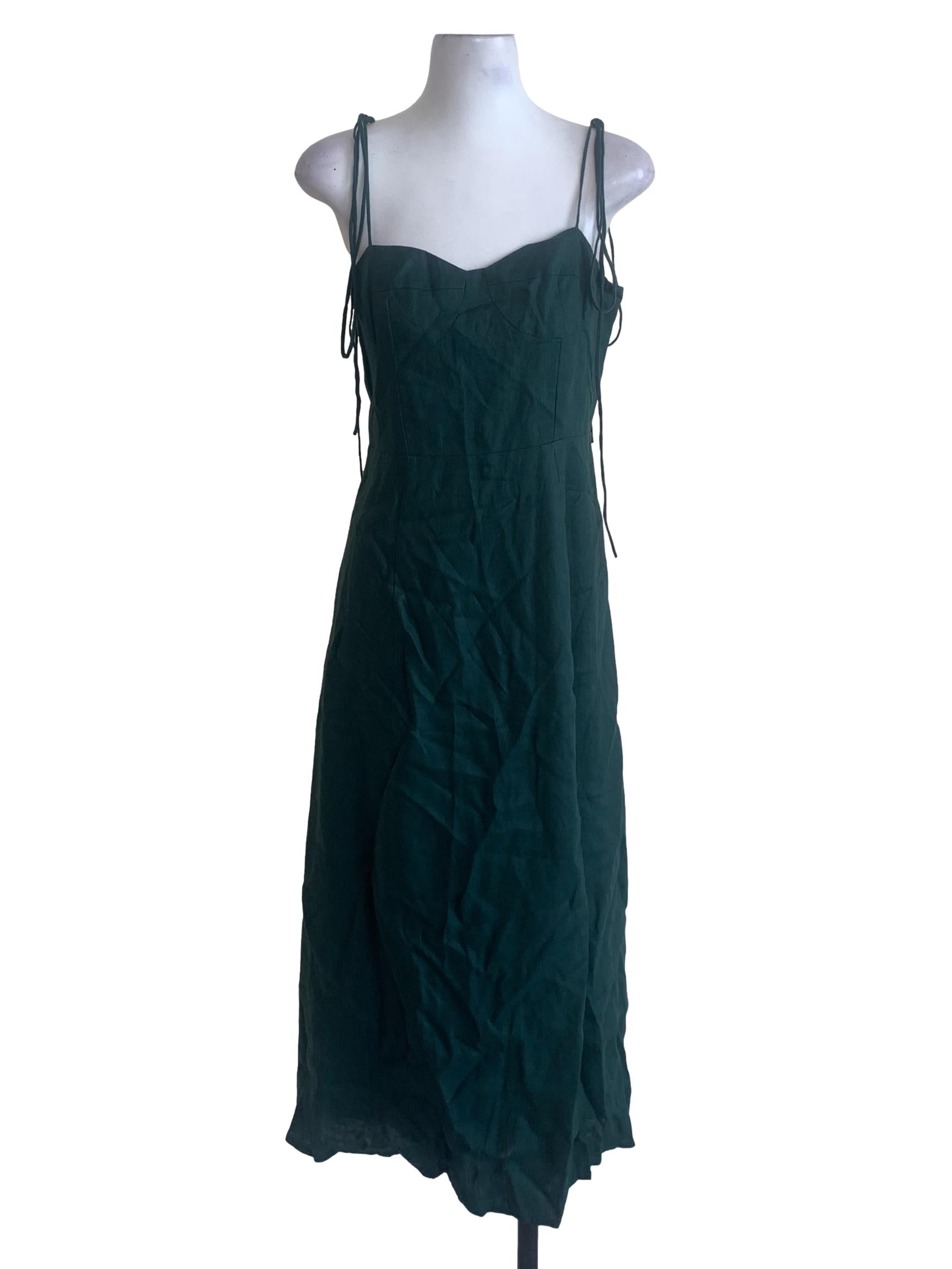 Pine Green Spaghetti Strap Dress CM