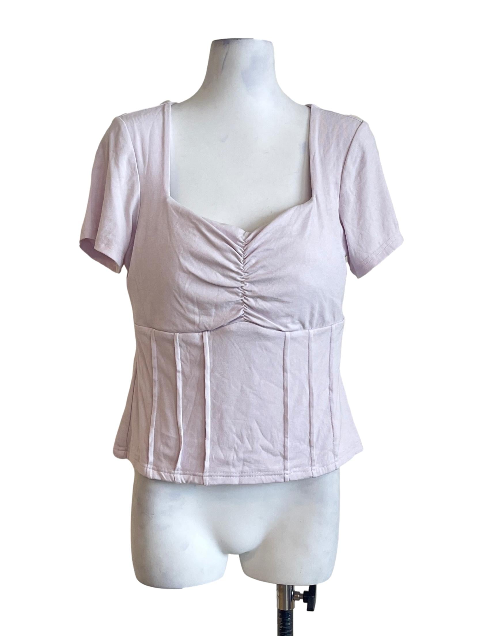 Lilac Purple Sweetheart Short Sleeve Top