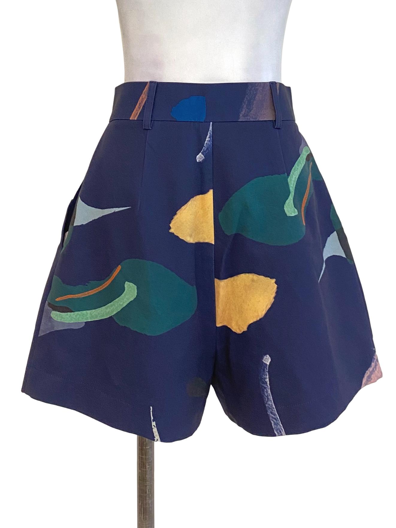 Navy Blue Abstract Shorts LB