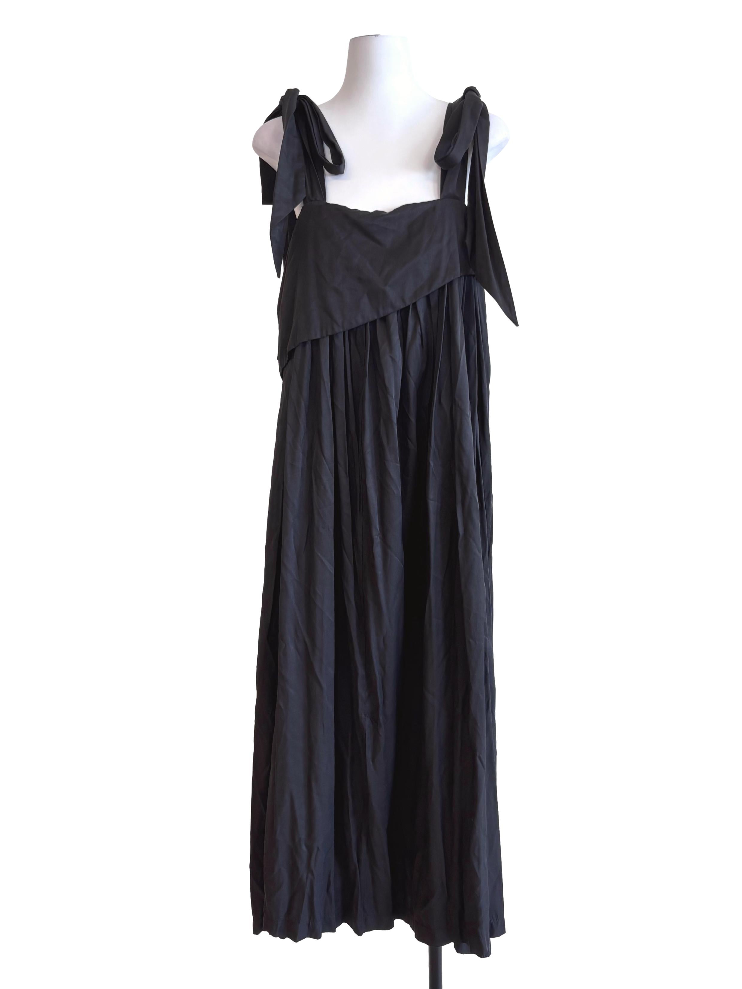 Onyx Black Pleated Maxi Dress