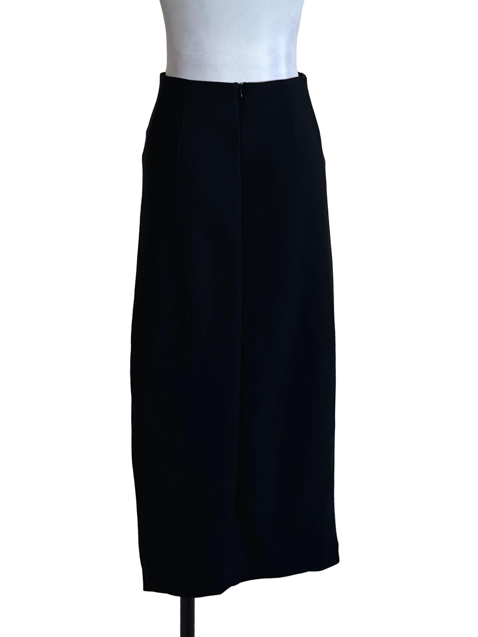Raven Black Asymmetric Ruched Slit Skirt LB