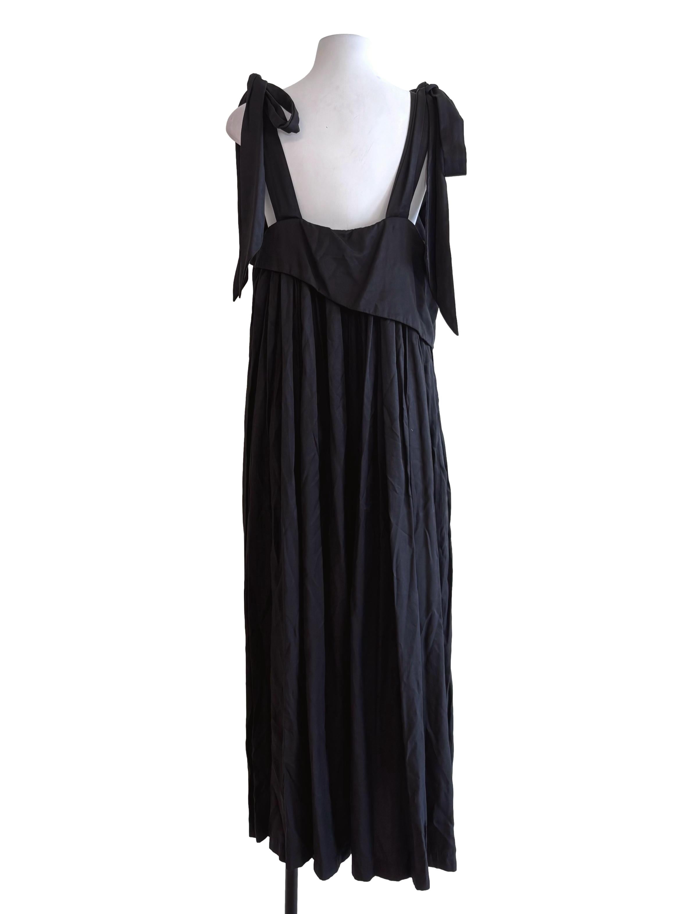 Onyx Black Pleated Maxi Dress