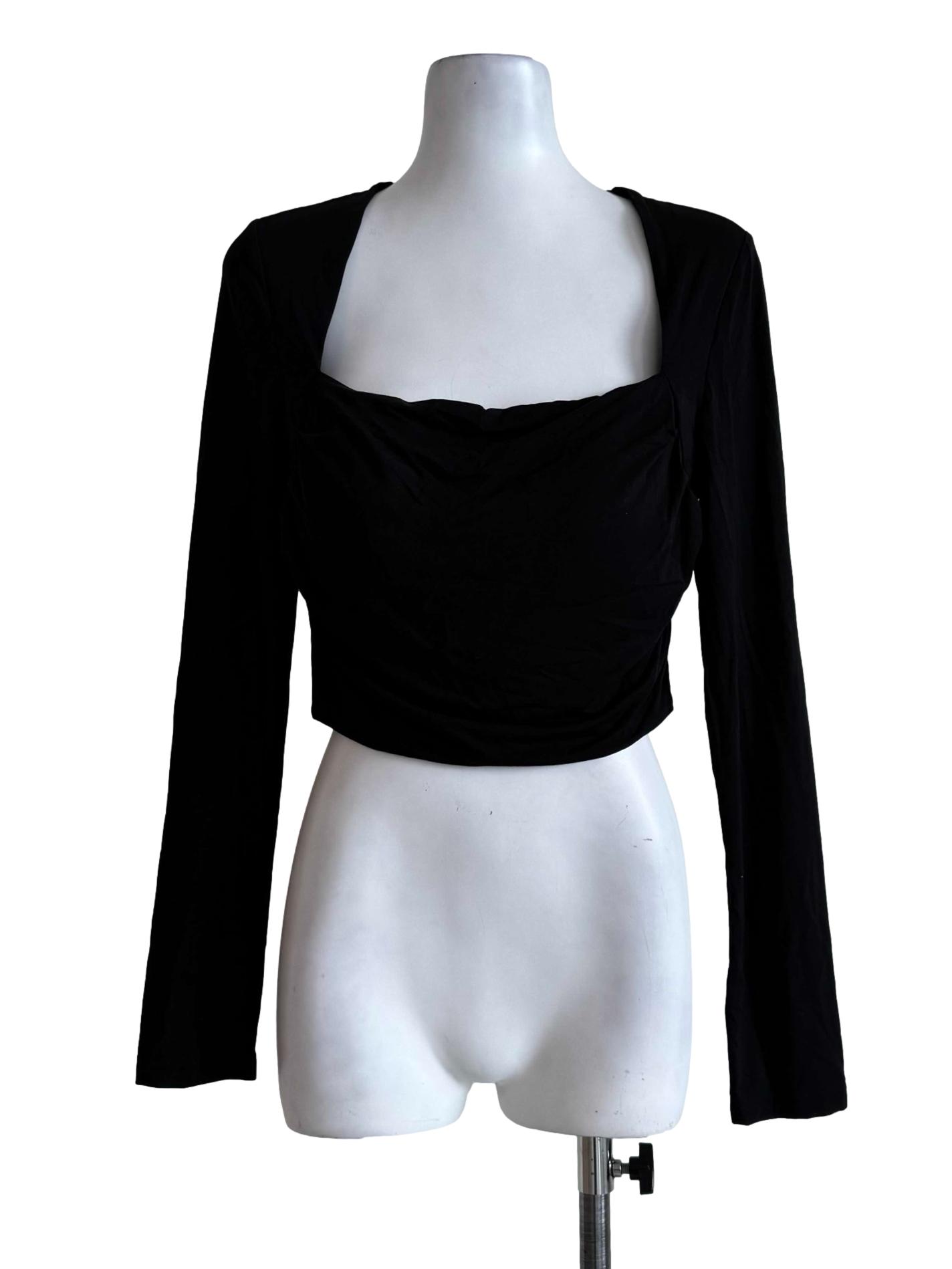 Noir Black Queen Anne Long Sleeve Top
