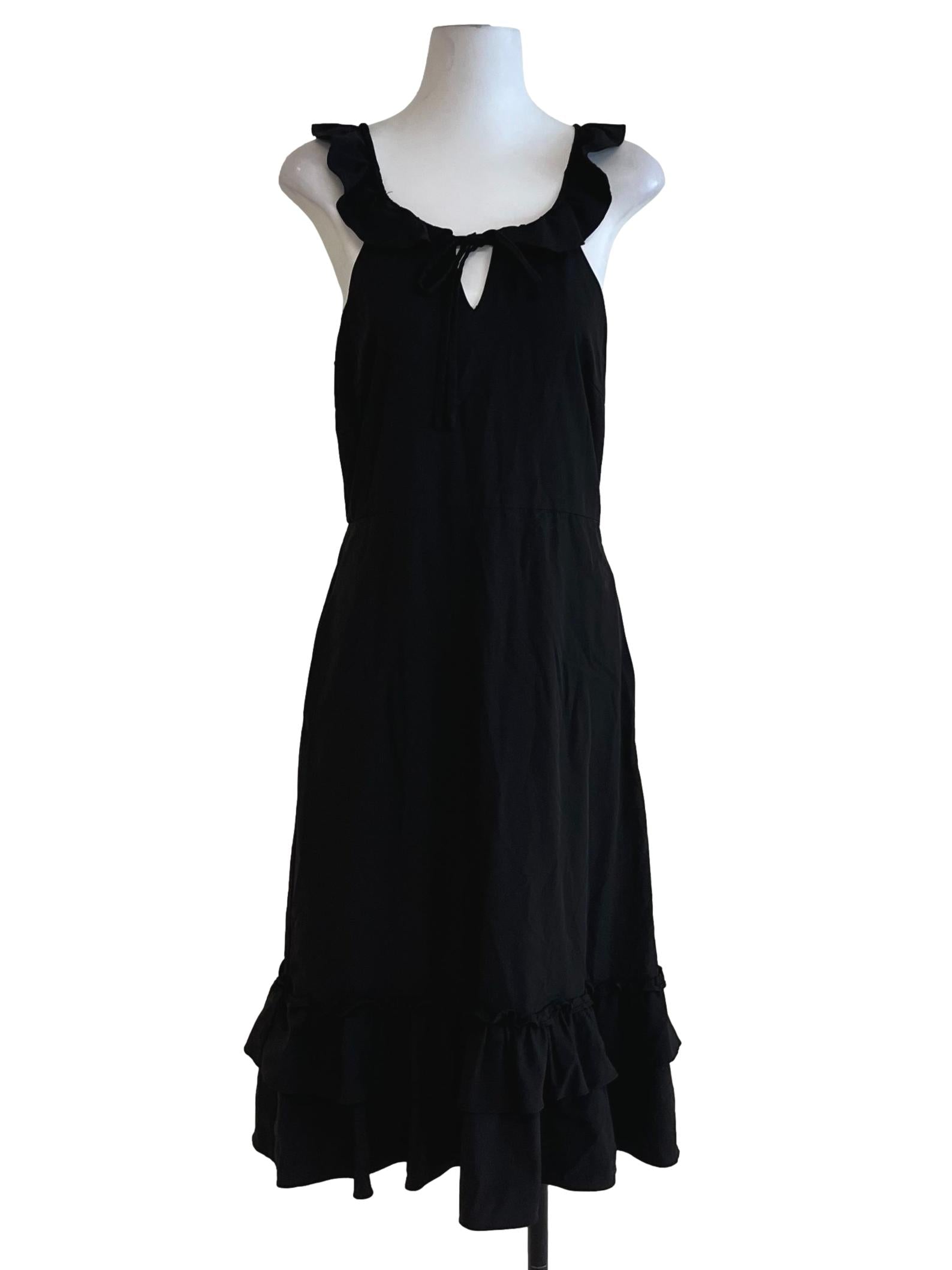 Black Plain A-Line Dress