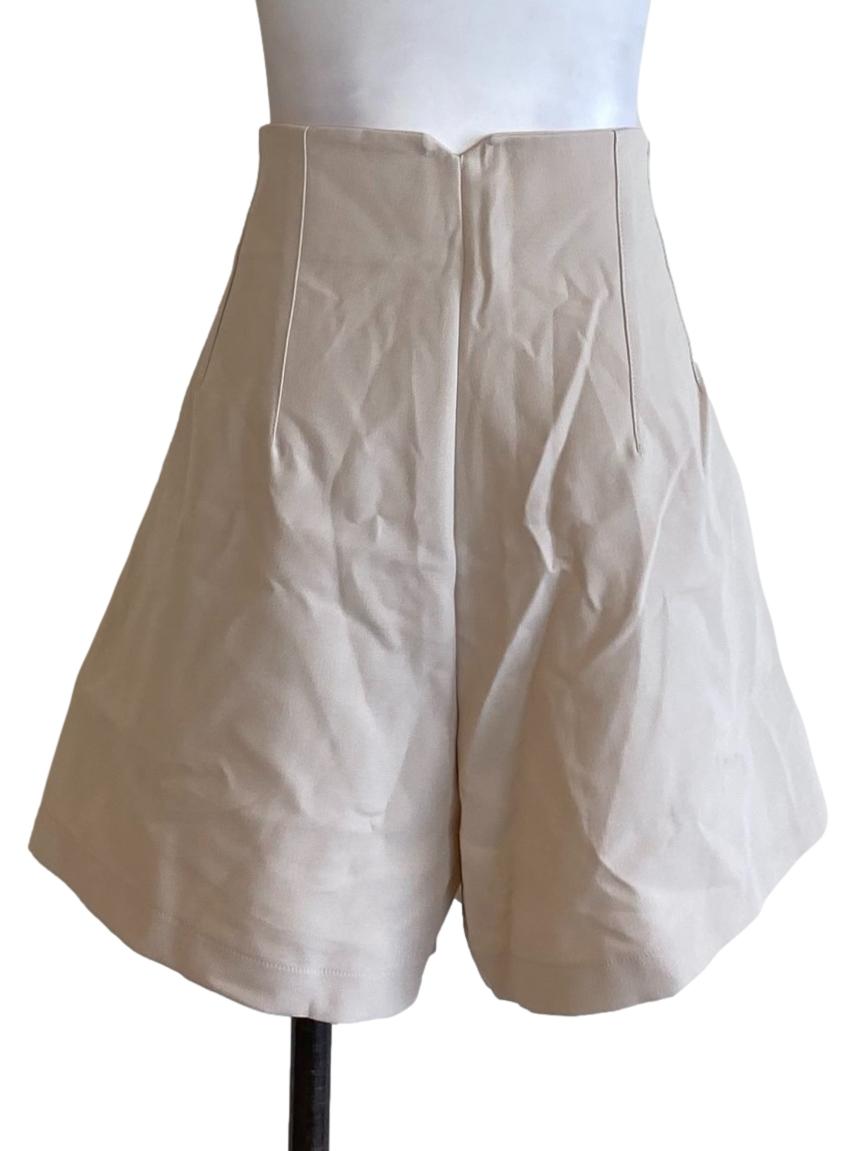 Parchment White Buttoned Waist Bermuda Shorts