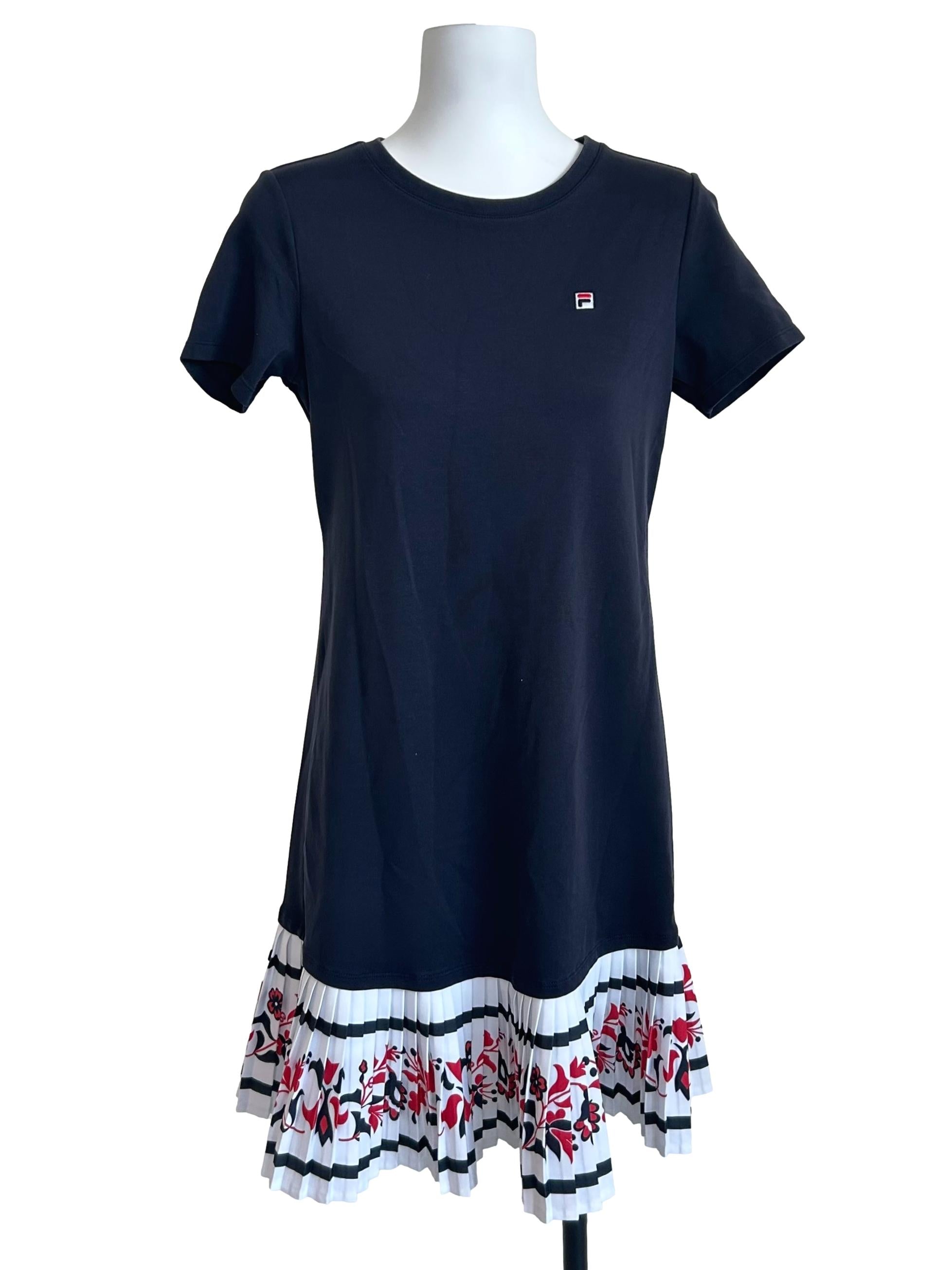 Aegean Bue Graphic Pleated Hem Dress