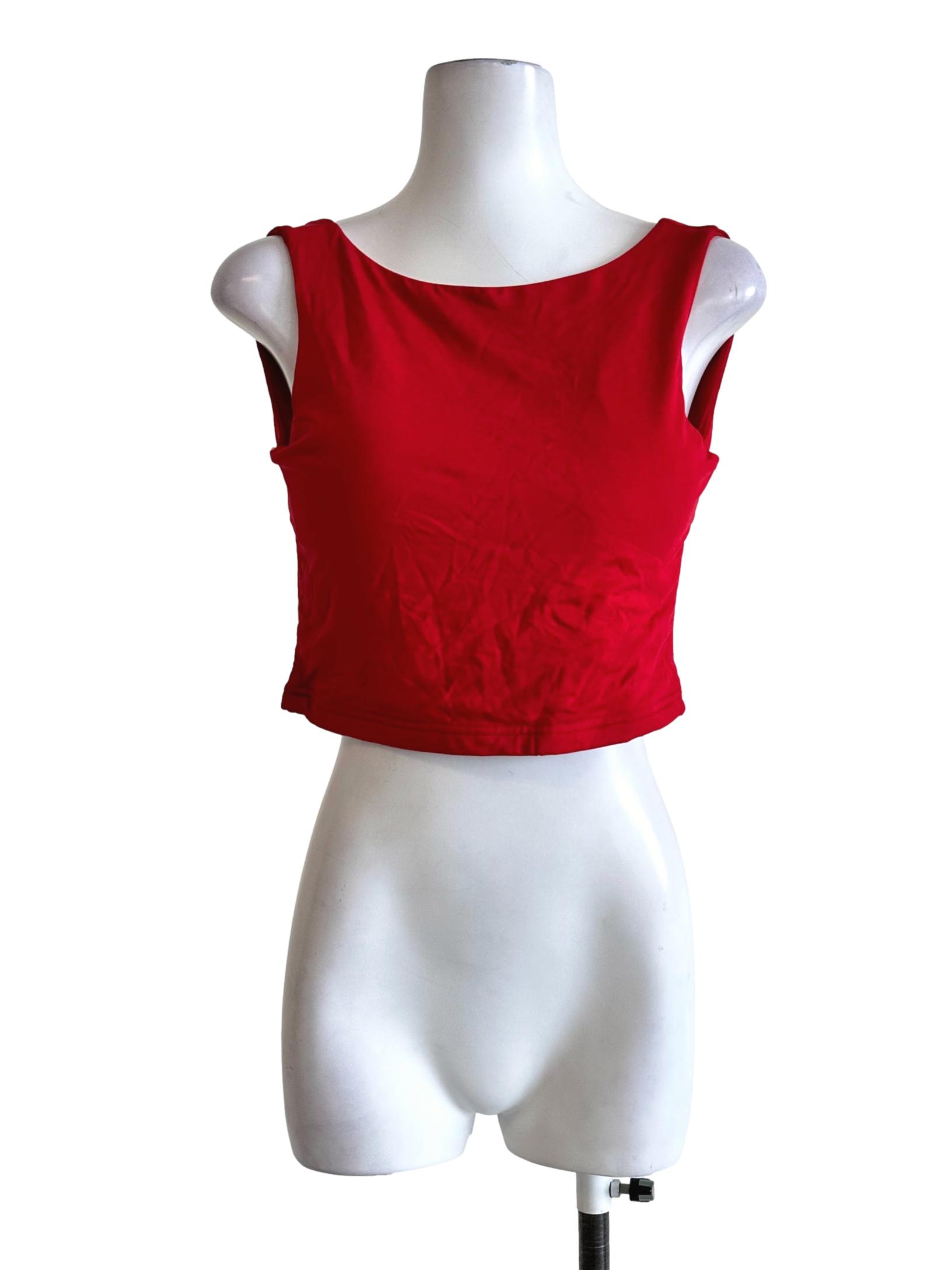 Red Padded Sleeveless Top YHF