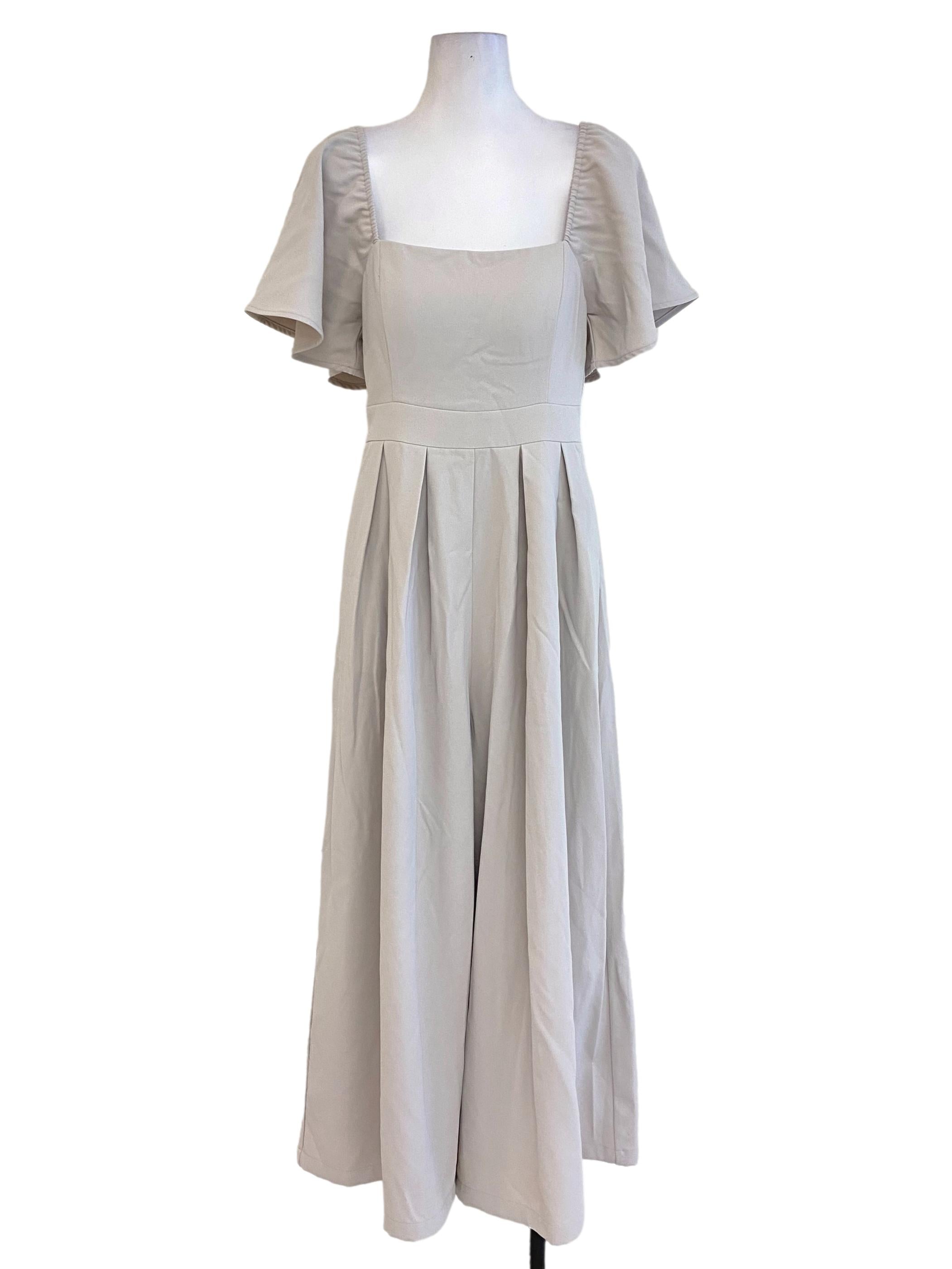 Tortilla Brown Square Neck Butterfly Sleeved Jumpsuit