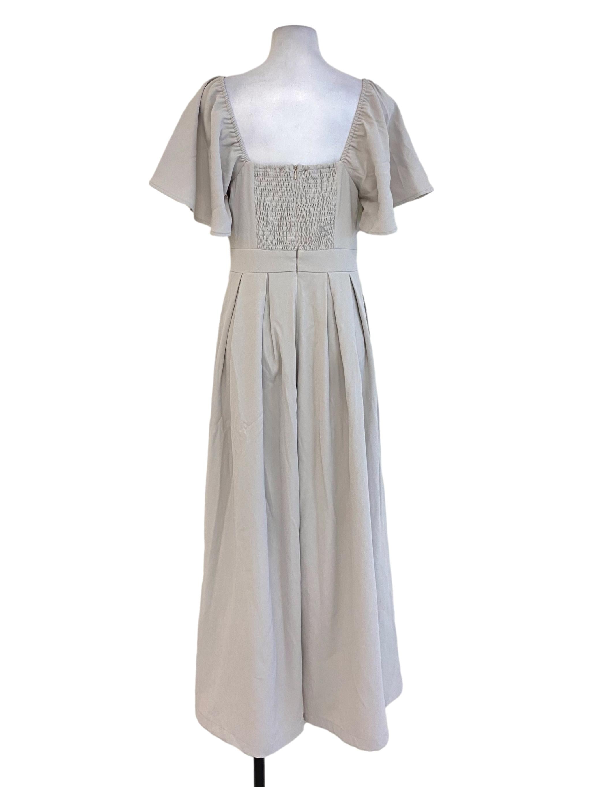 Tortilla Brown Square Neck Butterfly Sleeved Jumpsuit