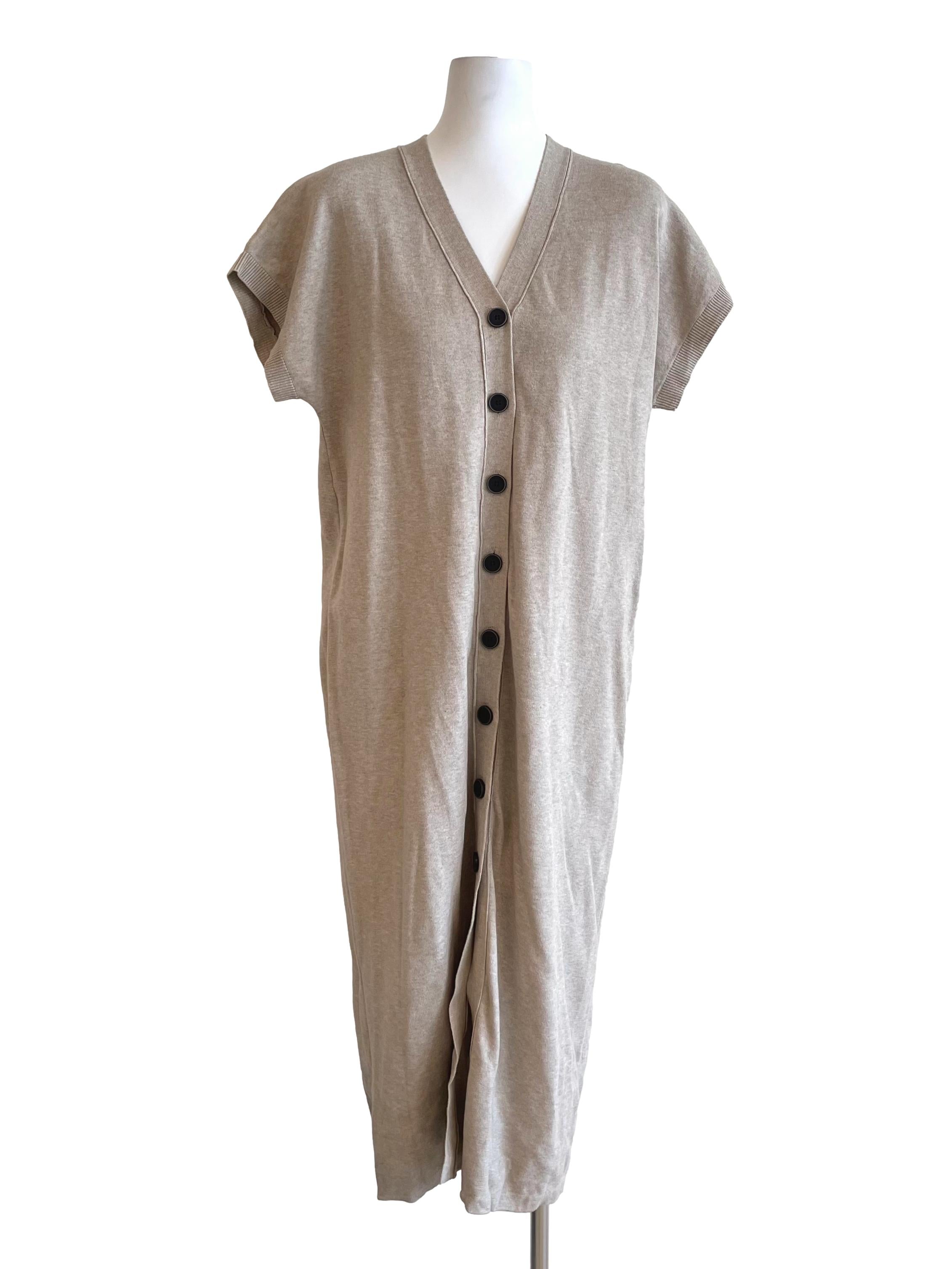 V-Neck Button Down Knit Dress OSN