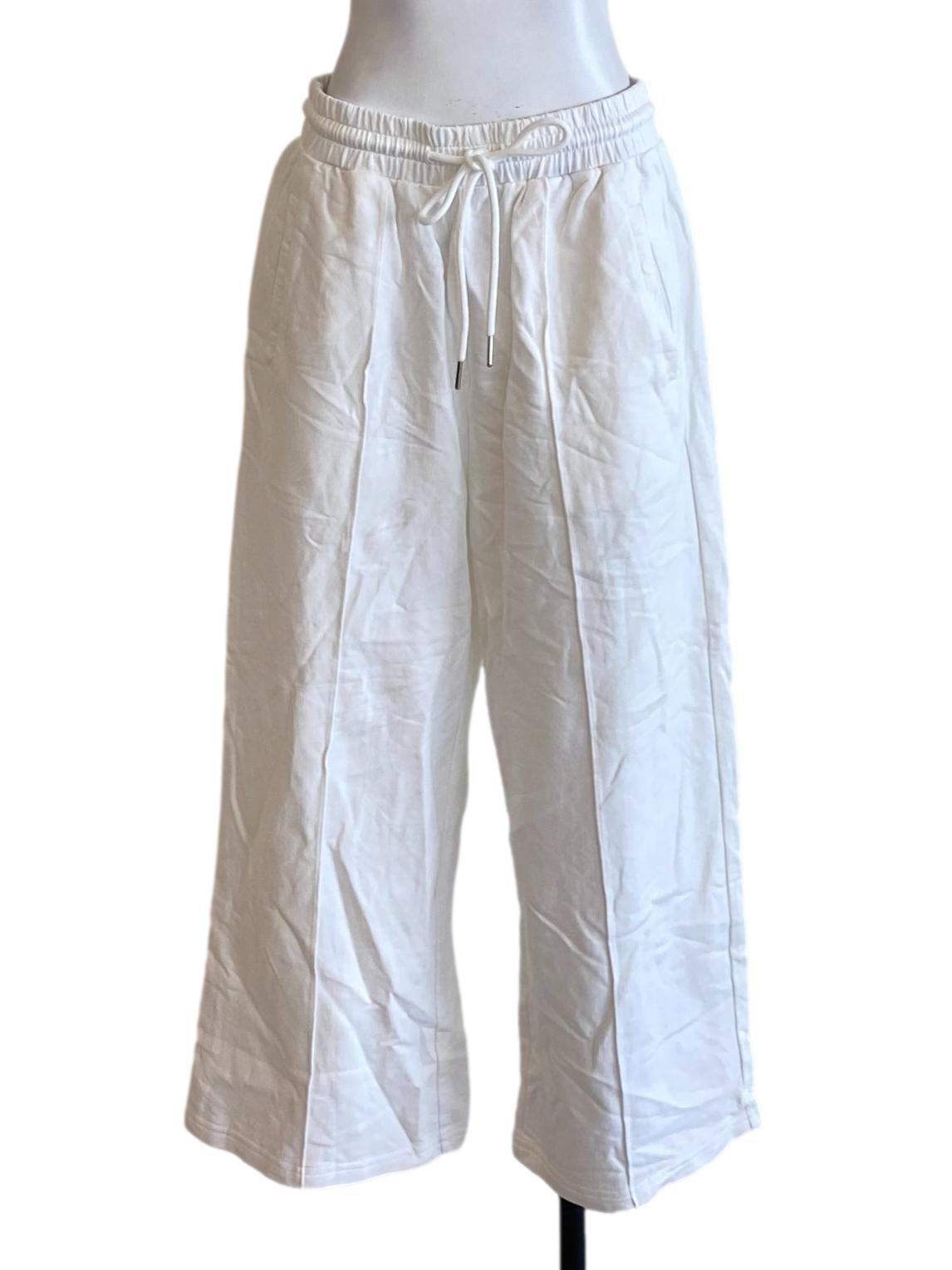 Daisy White Tie Waist Regular Track Pants