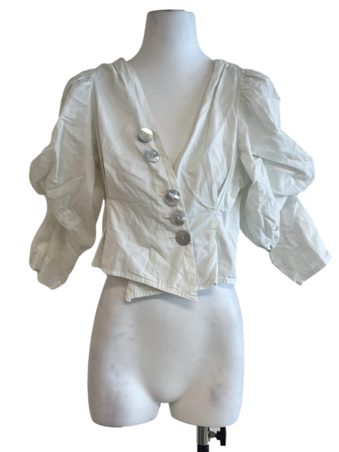 White V-Neckline Blouse