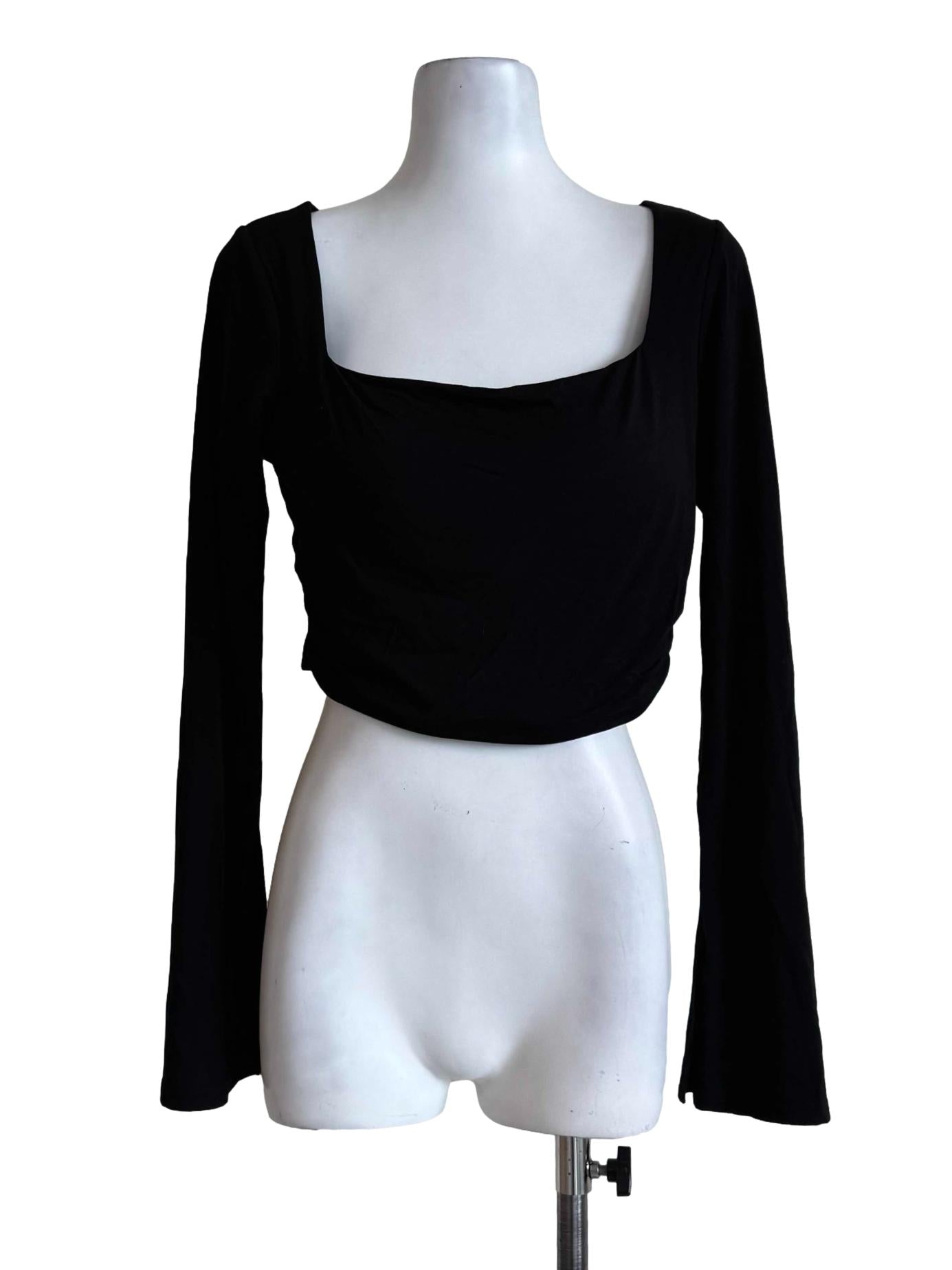 Noir Black Queen Anne Long Sleeve Top
