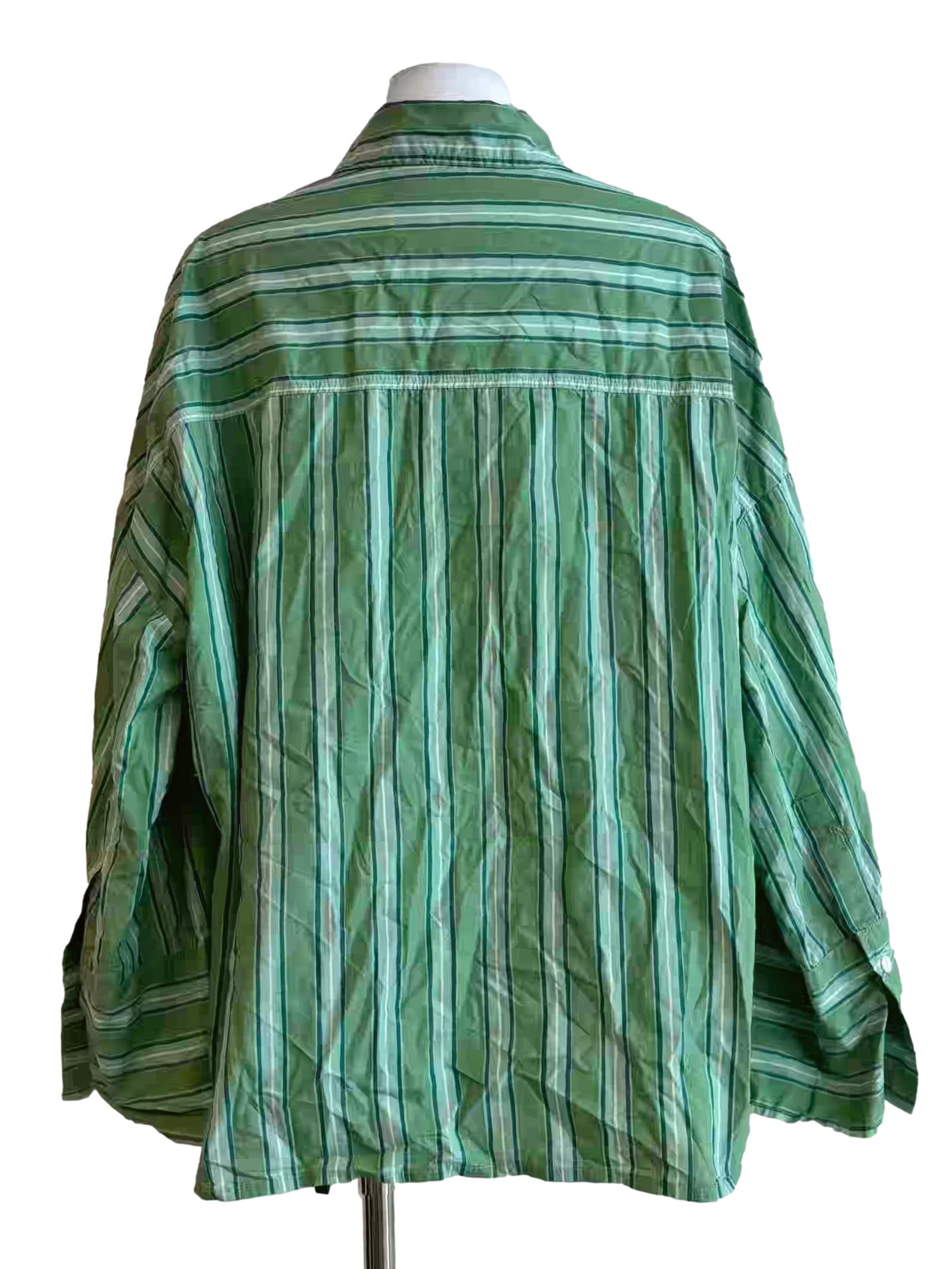 Apple Green Stripe Buttoned Shirt