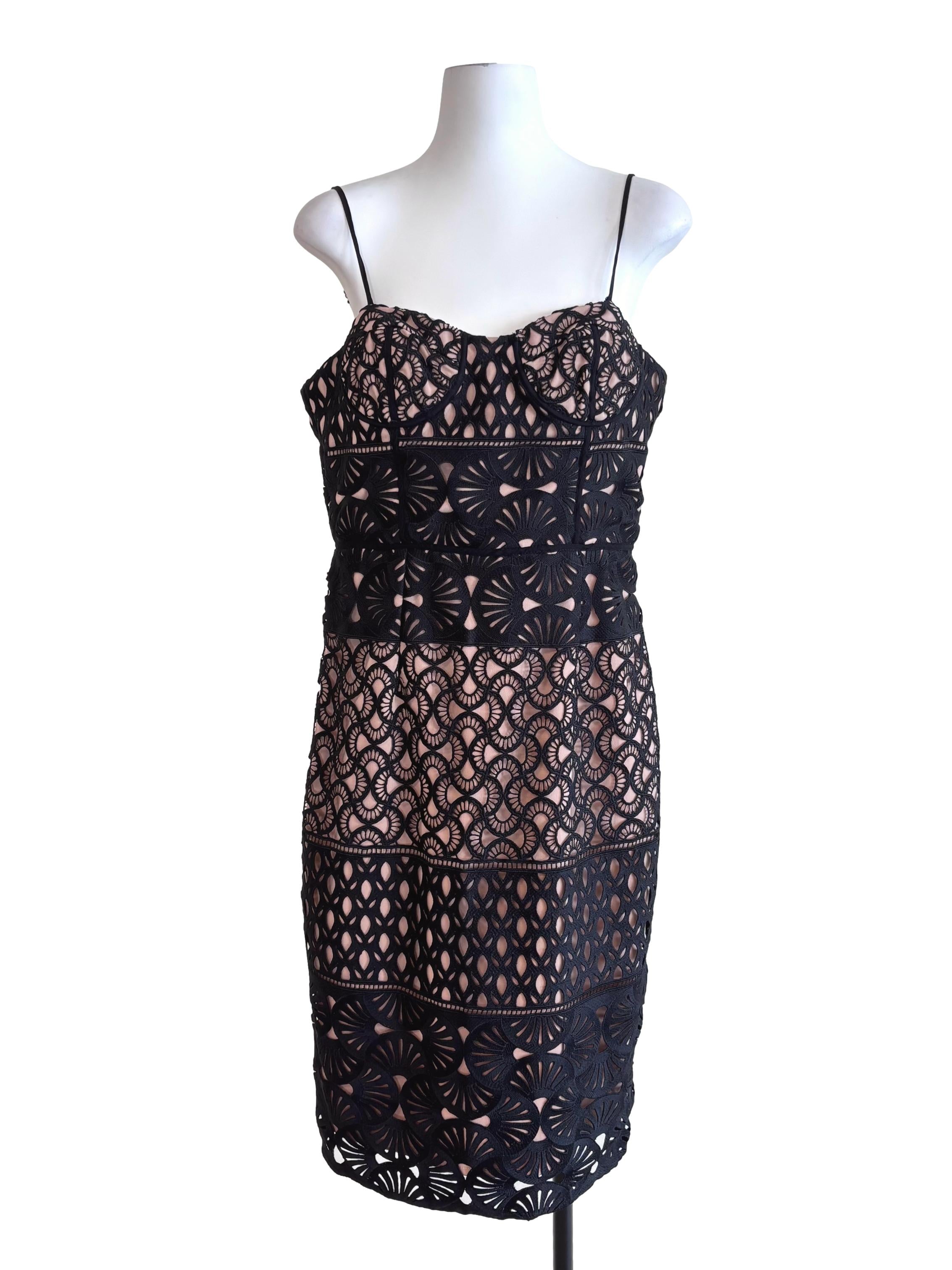 Black Lined Lace Sweetheart Dress