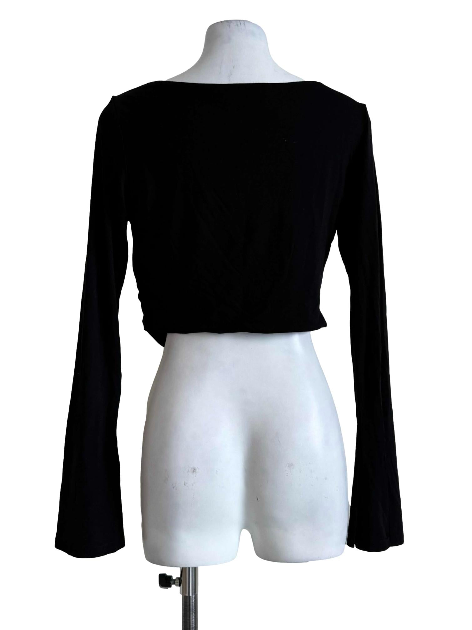 Noir Black Queen Anne Long Sleeve Top