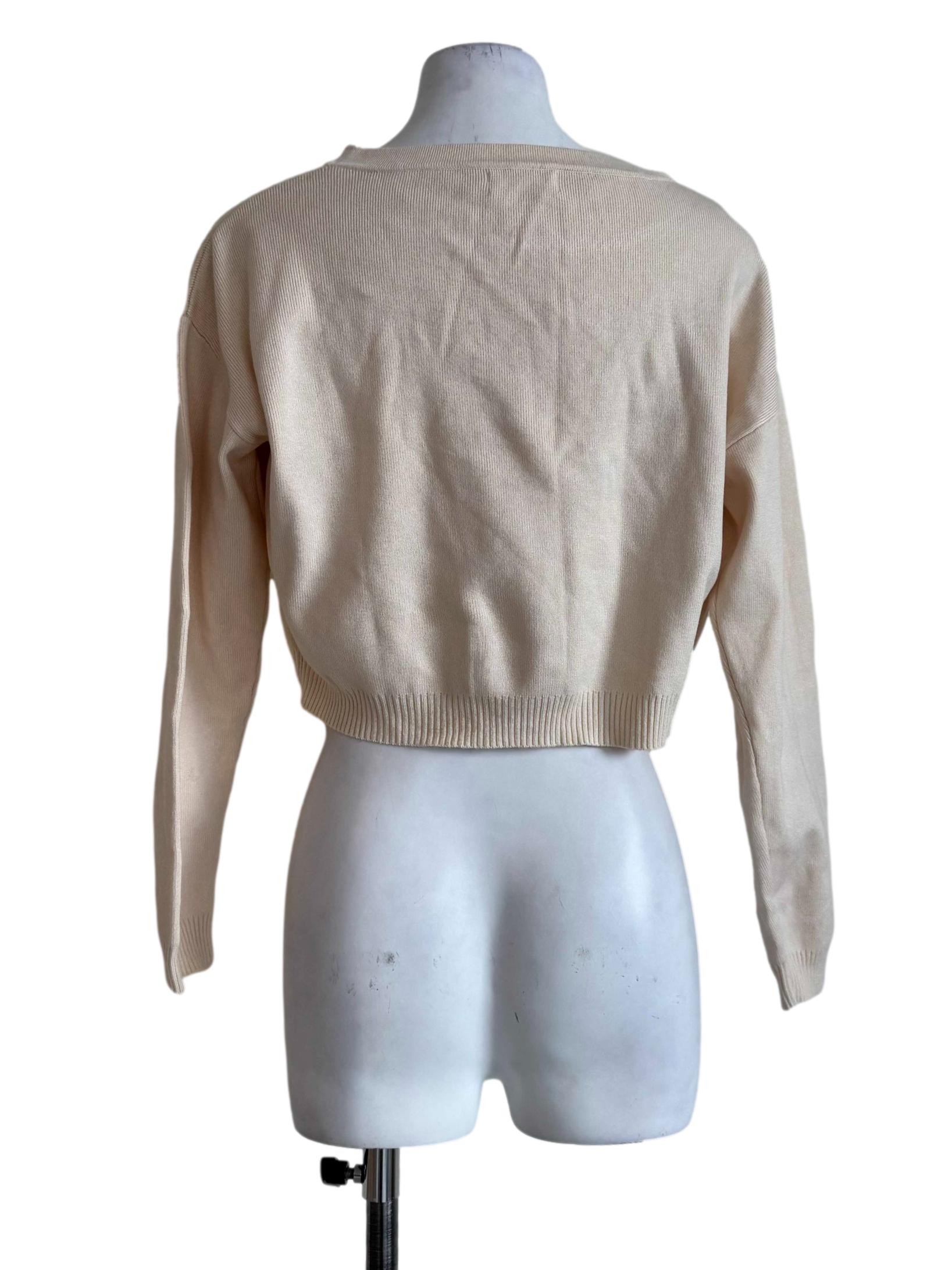 Textured Beige Long Sleeve Top