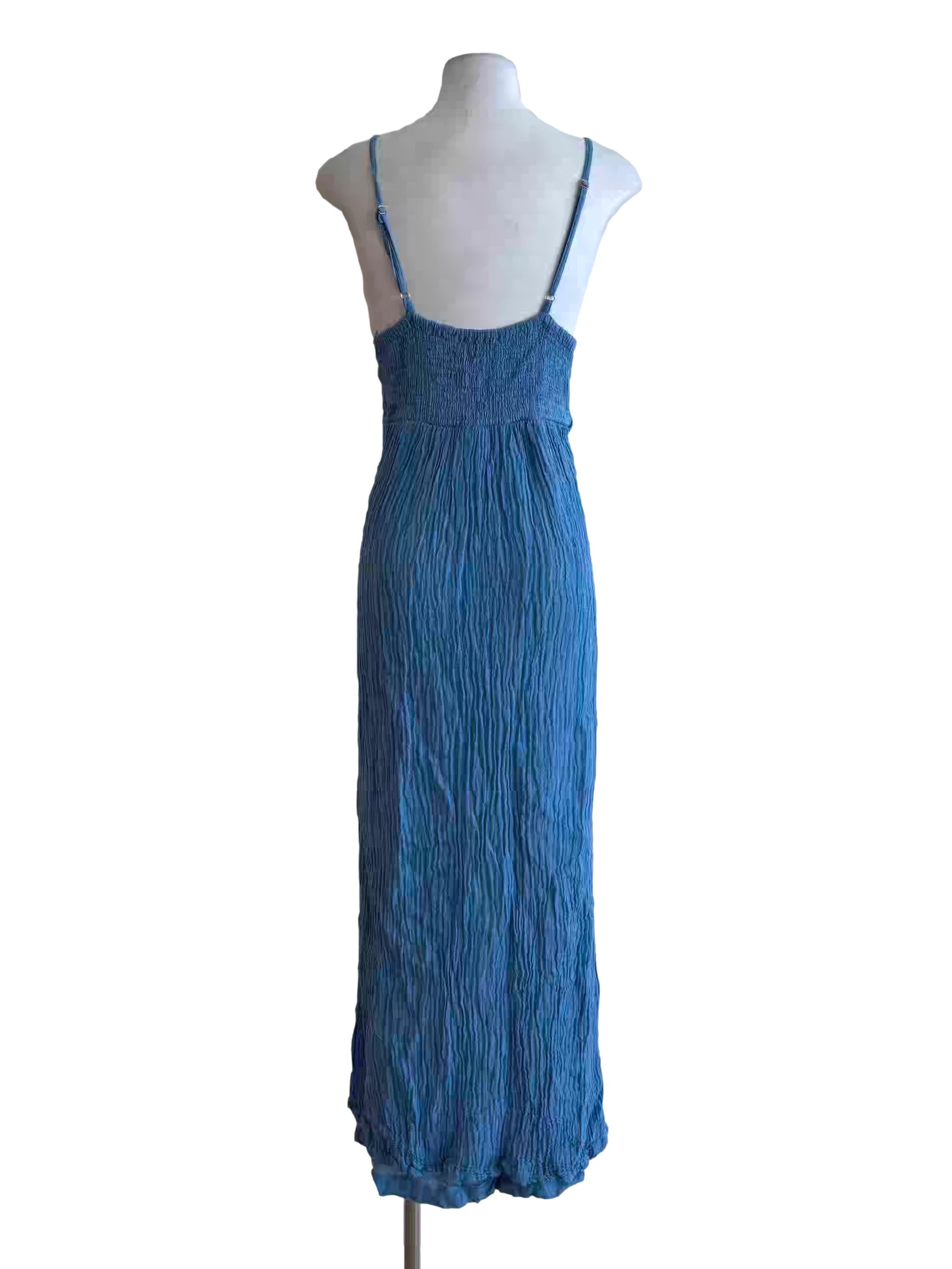 Carolina Blue Textured Front Twist Dress