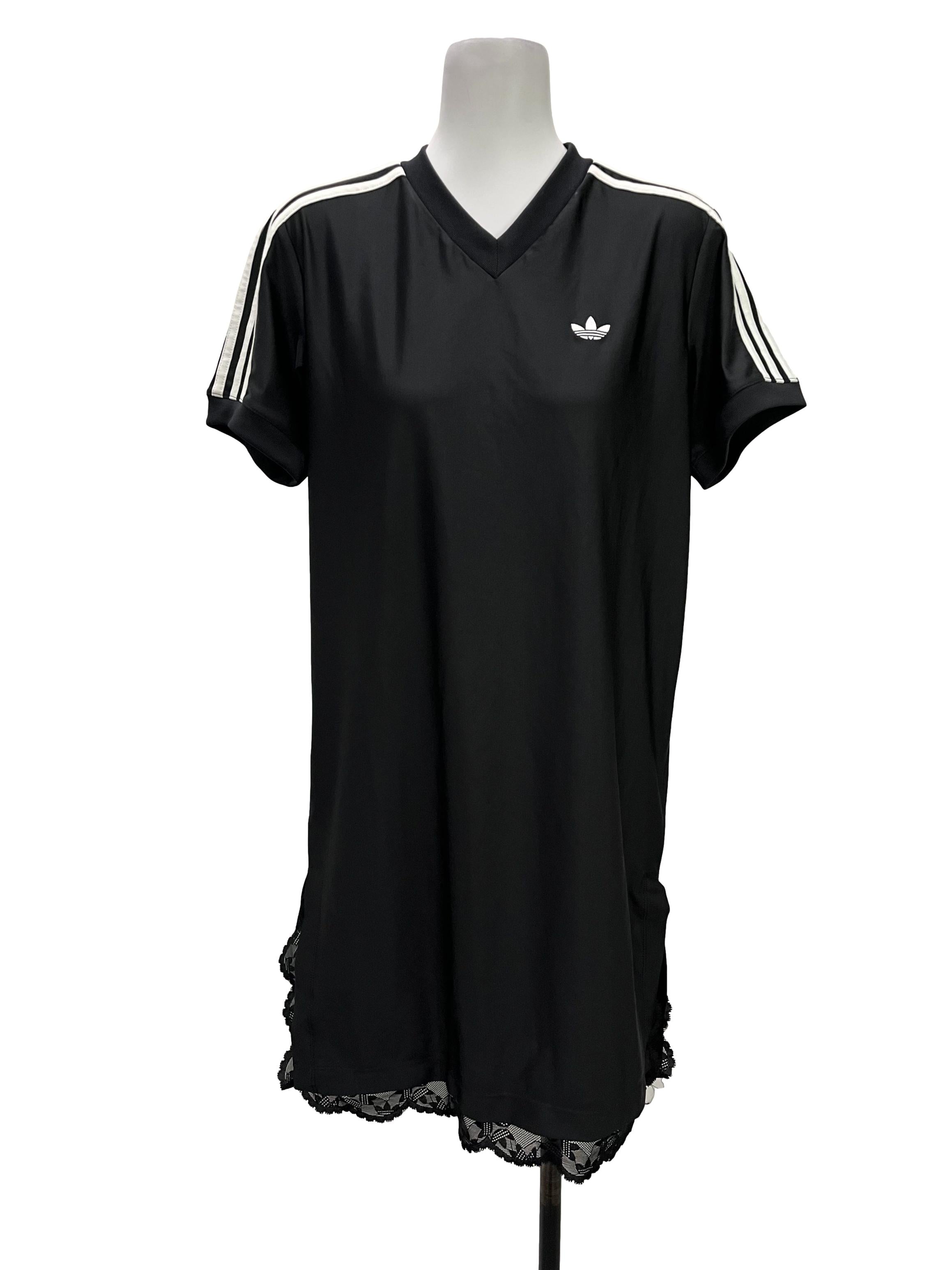 Black White Striped Laced Dri Fit Dress