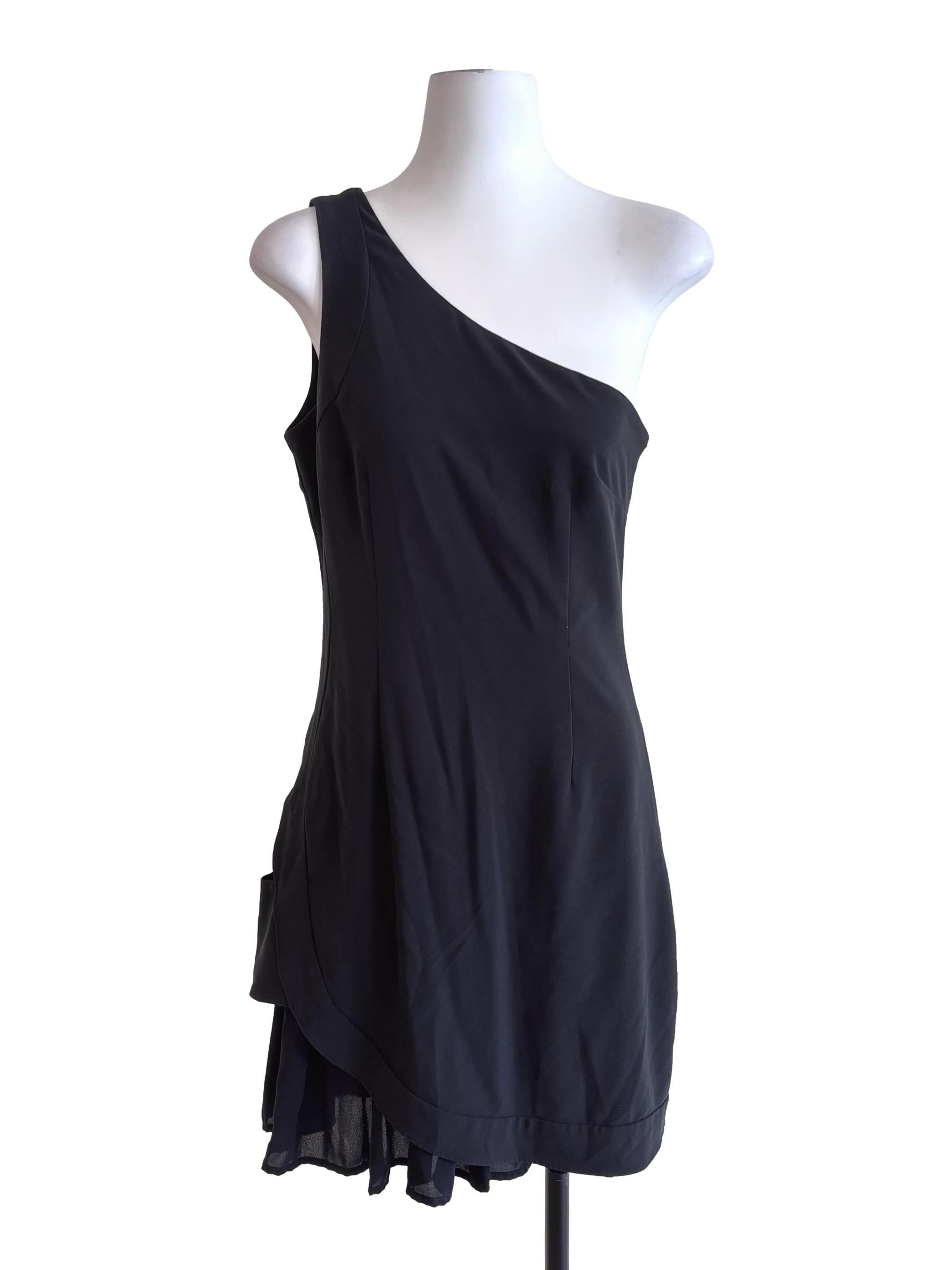 Black One Shoulder Ruffle Dress