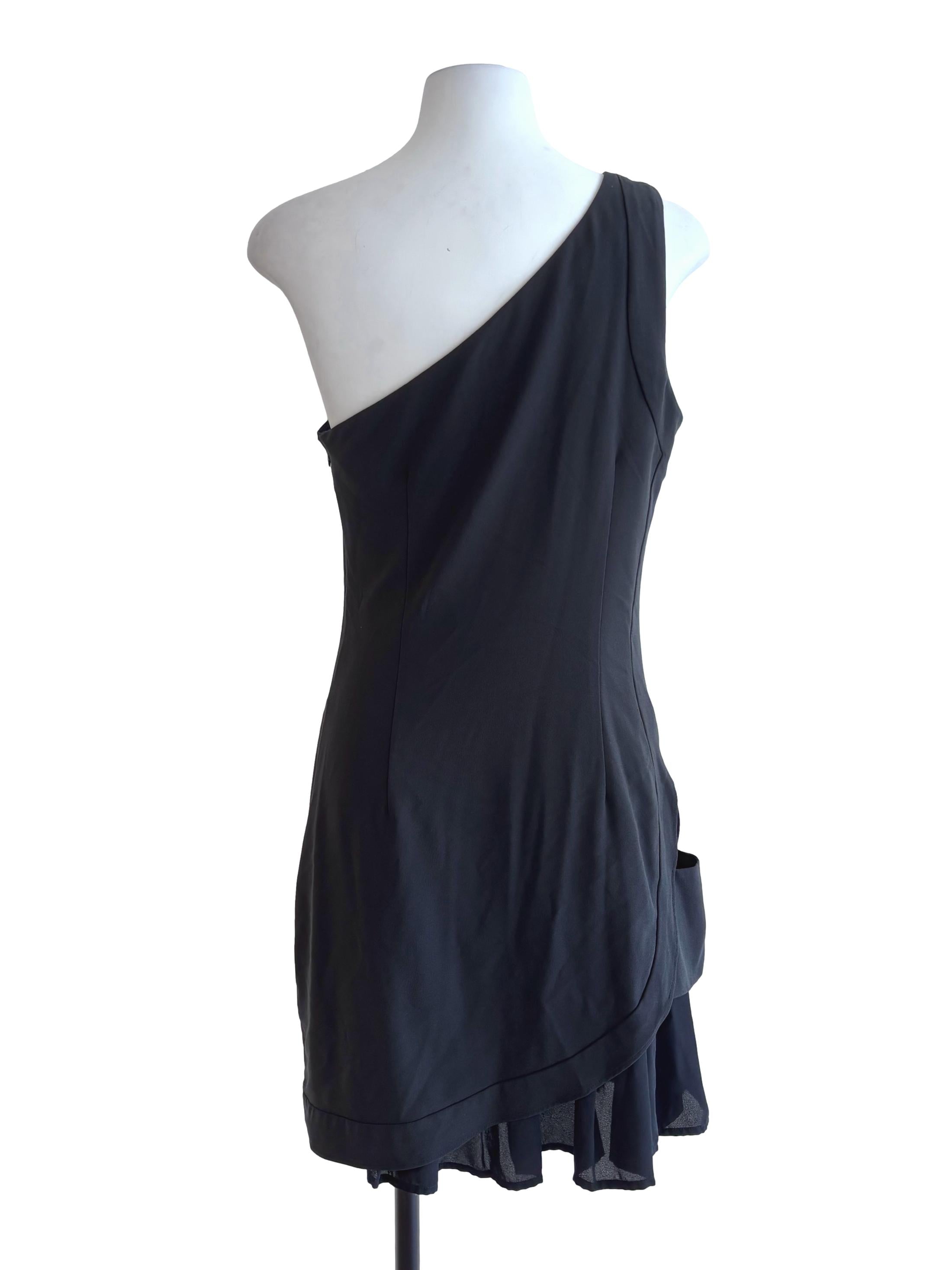 Black One Shoulder Ruffle Dress