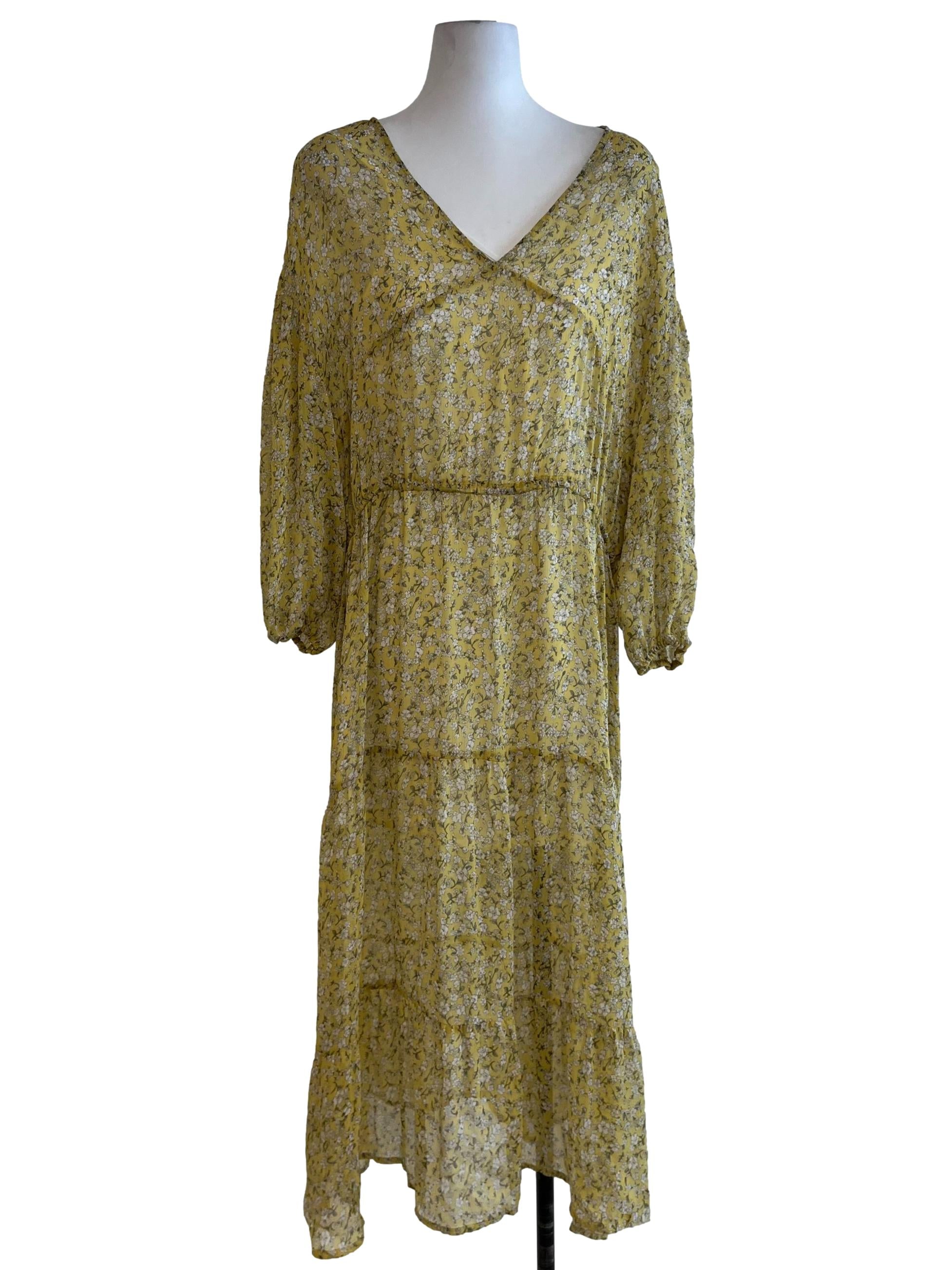 Buttermilk Yellow Floral Empire Dress