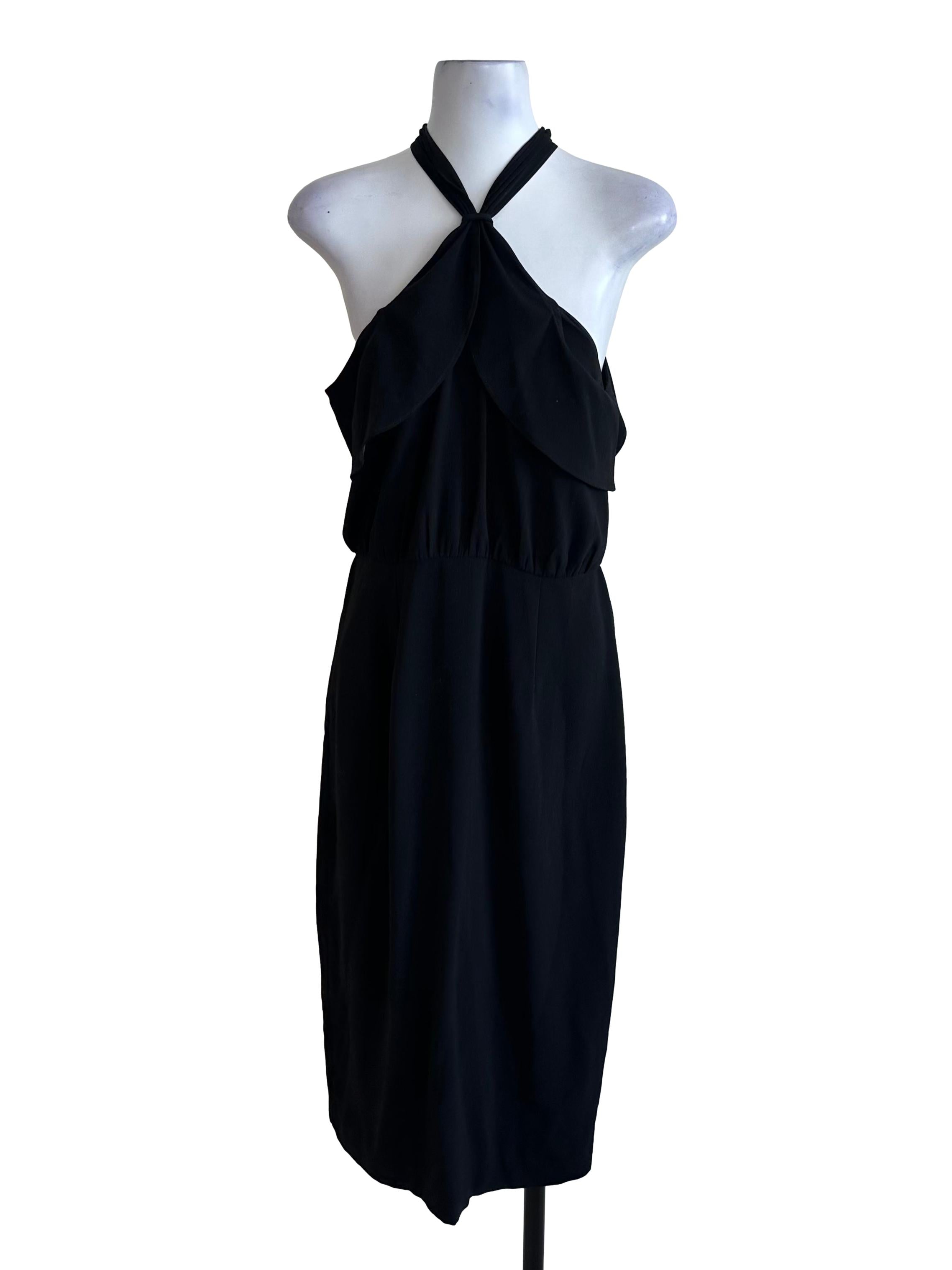 Raven Black Ruched Halter Dress LB
