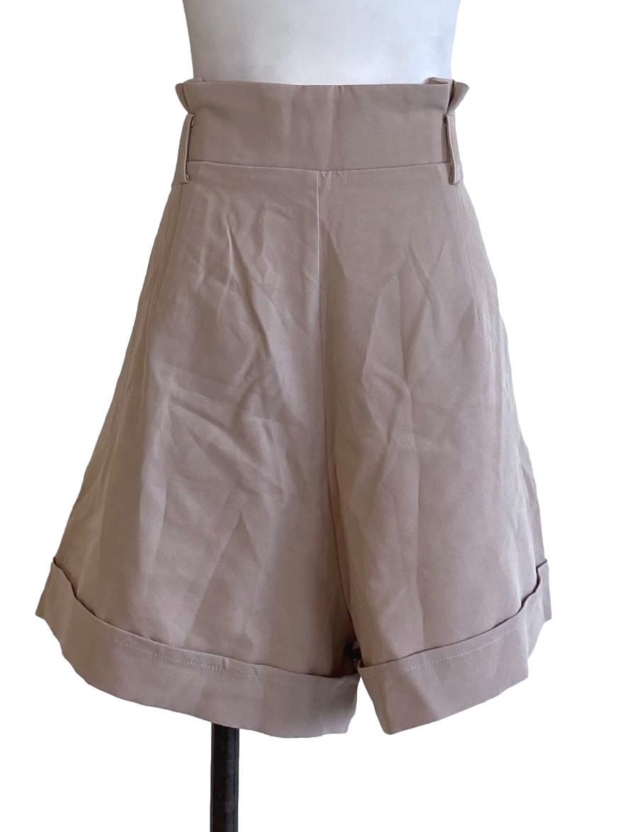 Oat Brown Cuffed Hem Wide Leg Bermuda Shorts