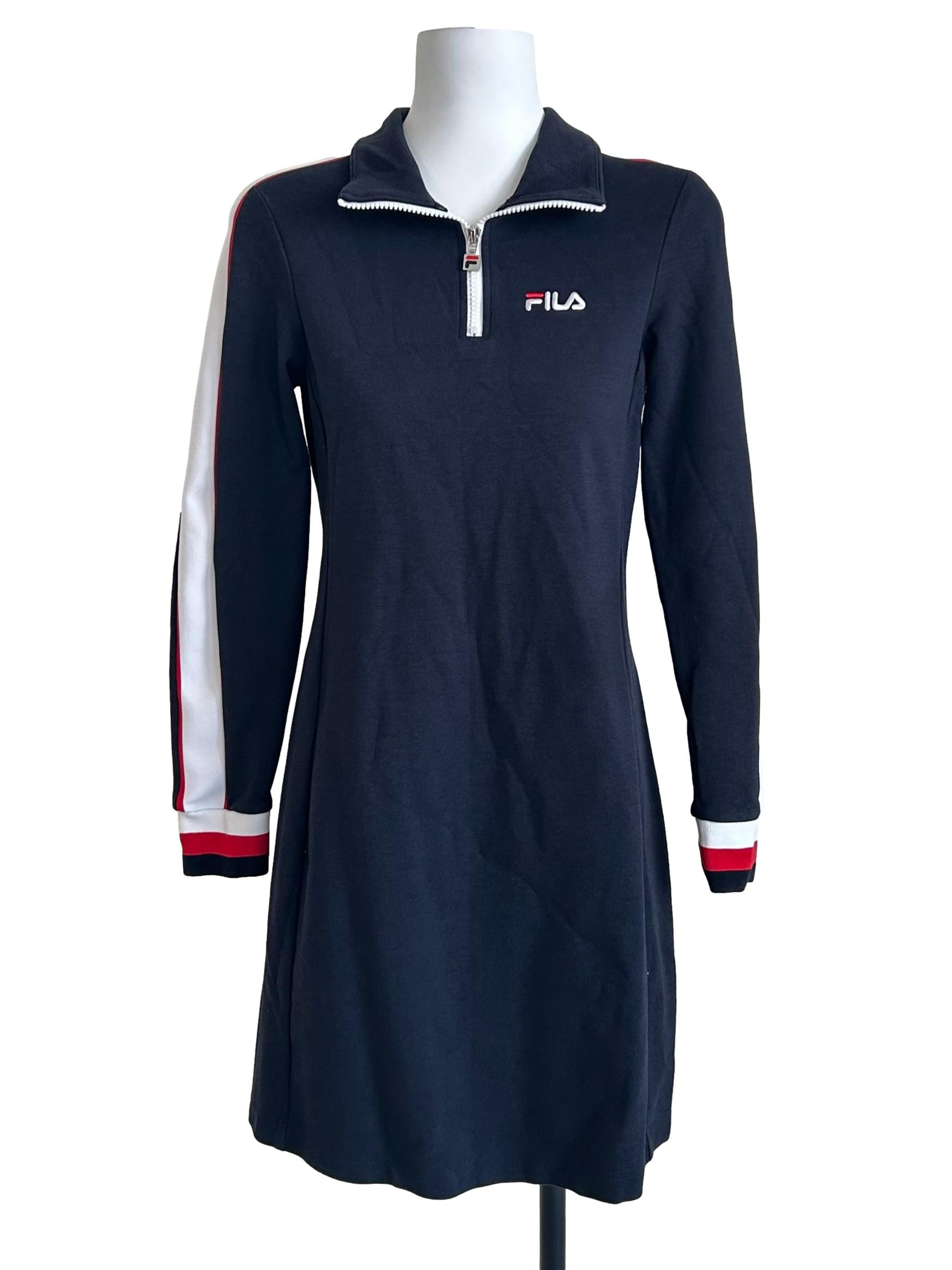 Navy Blue Quarter-Zip Sporty Dress