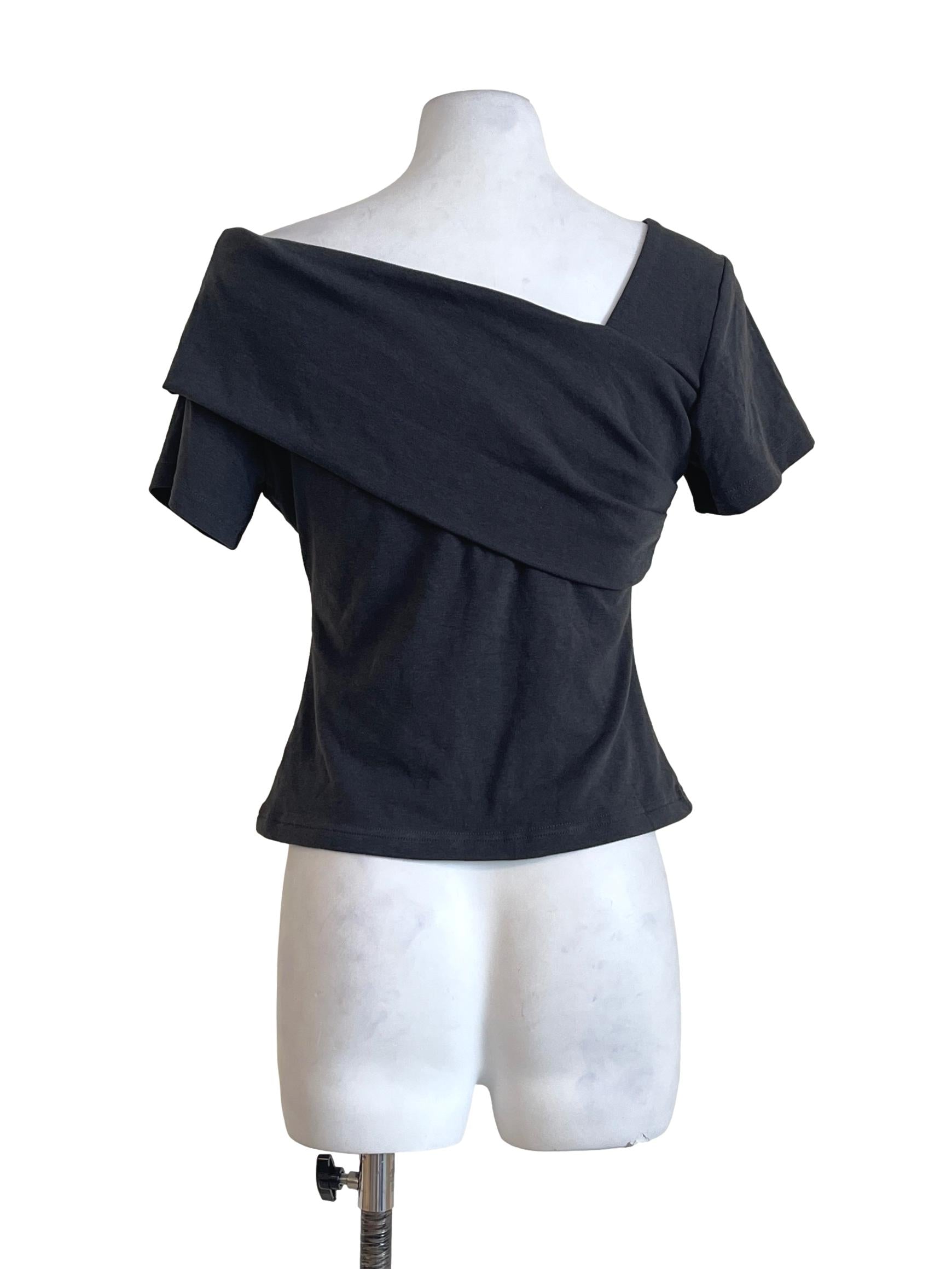Ash Grey Asymmetric Short Sleeve Top