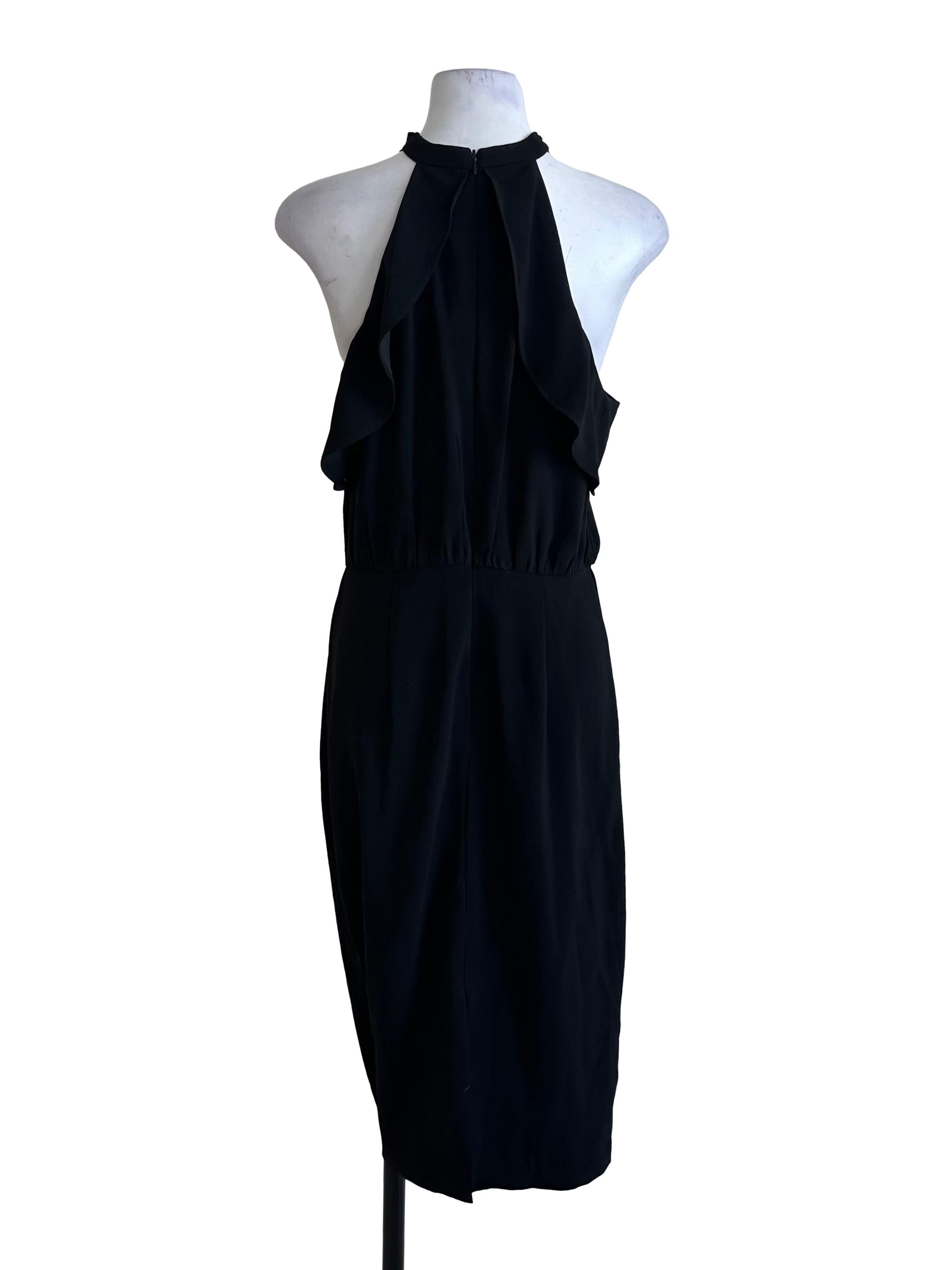 Raven Black Ruched Halter Dress LB