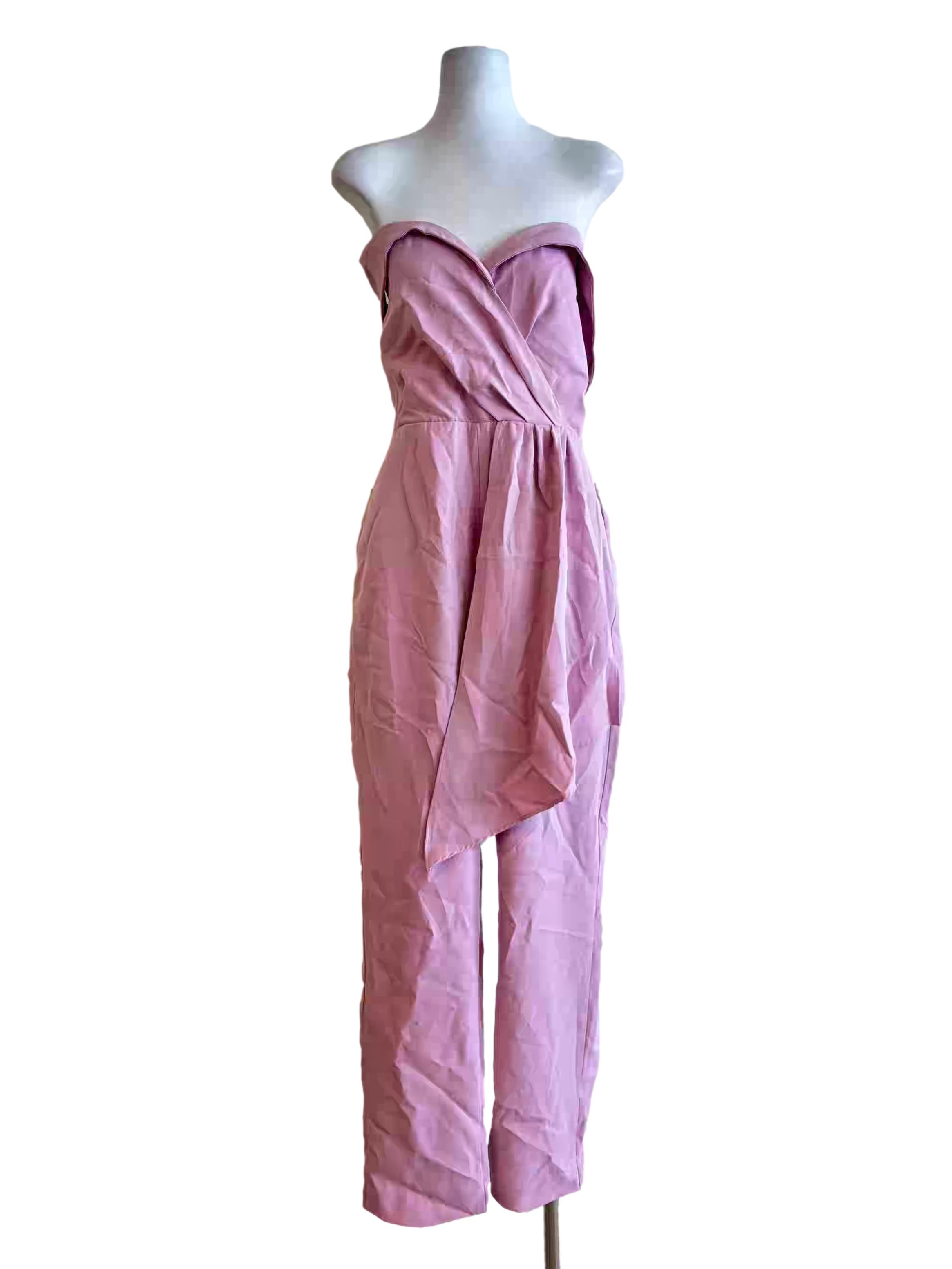 Sherbet Pink Strapless Off Shoulder Jumpsuit