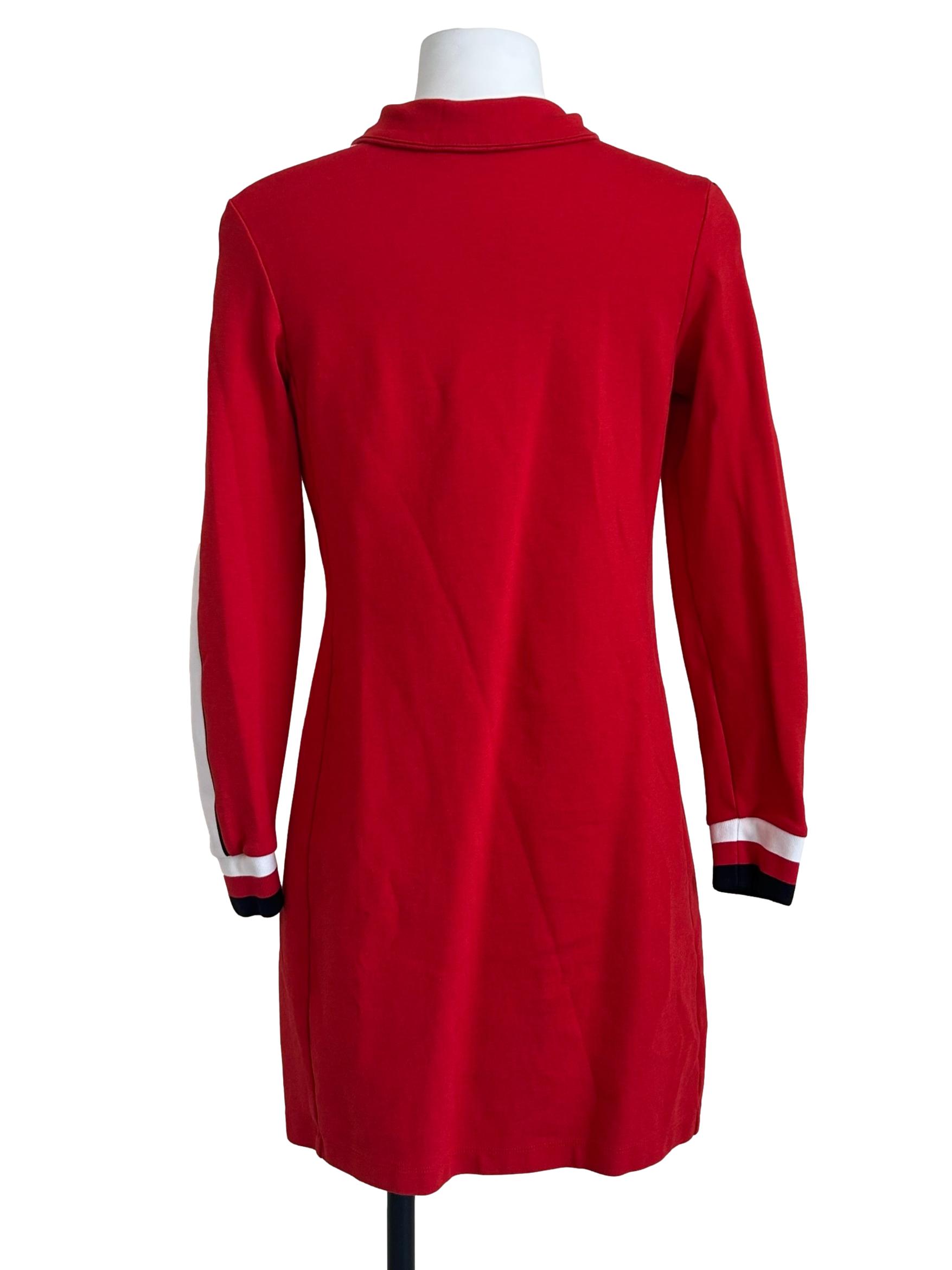 Red Quarter-Zip Sporty Dress