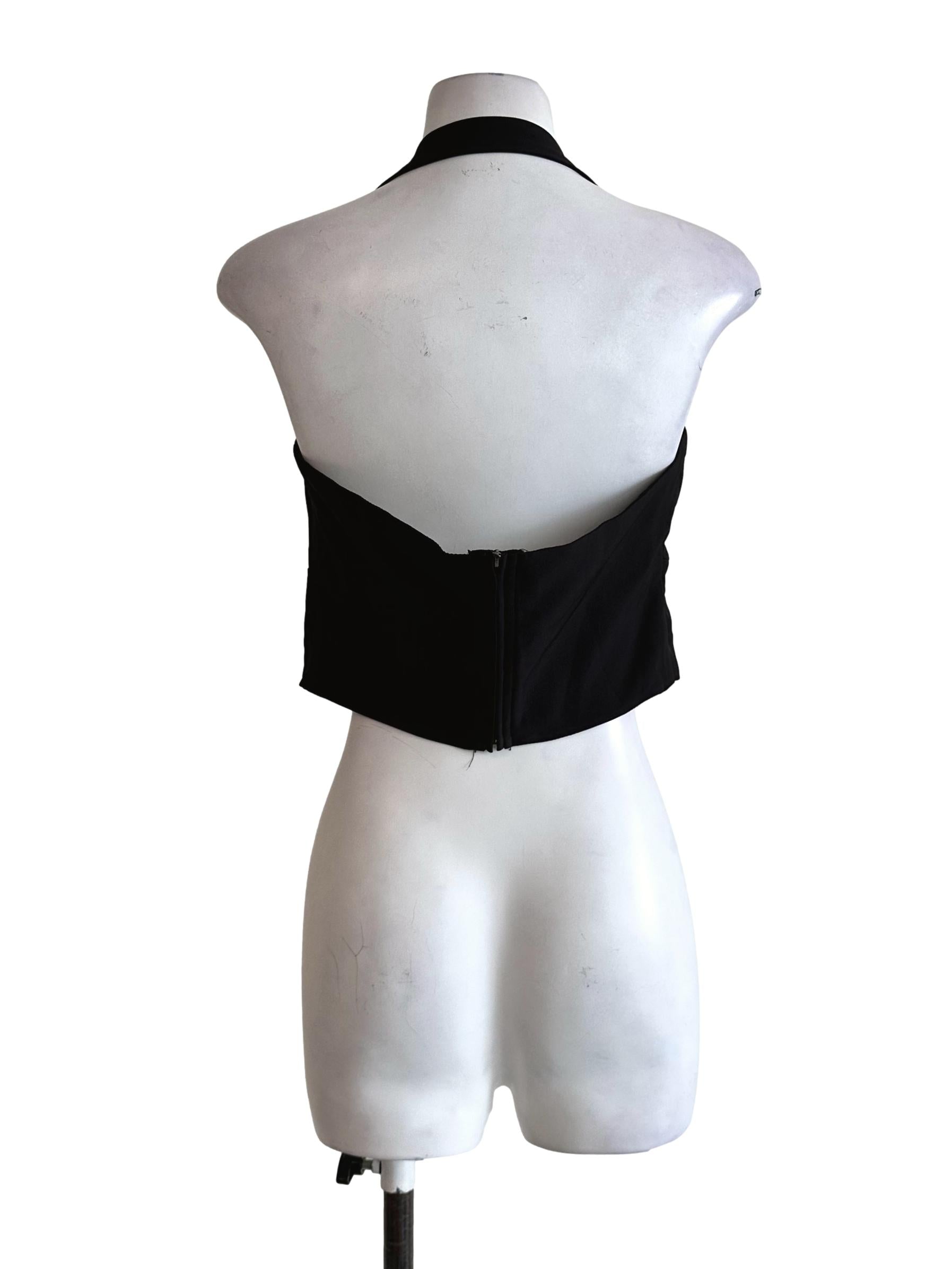 Black Padded Halter Crop Top YHF