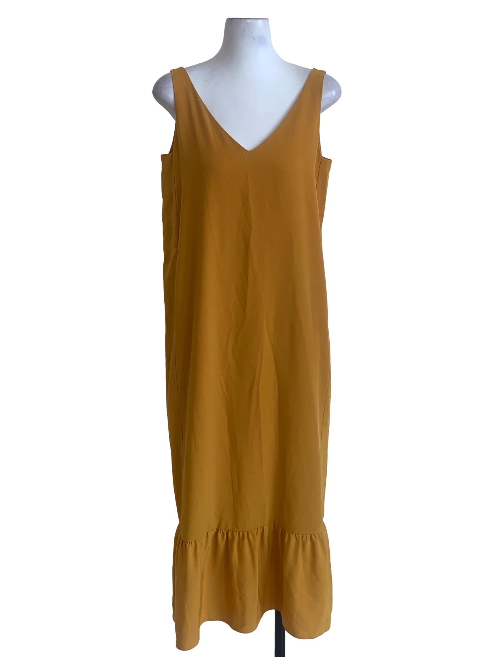 Yellow V-Neck Midi Dress OSN