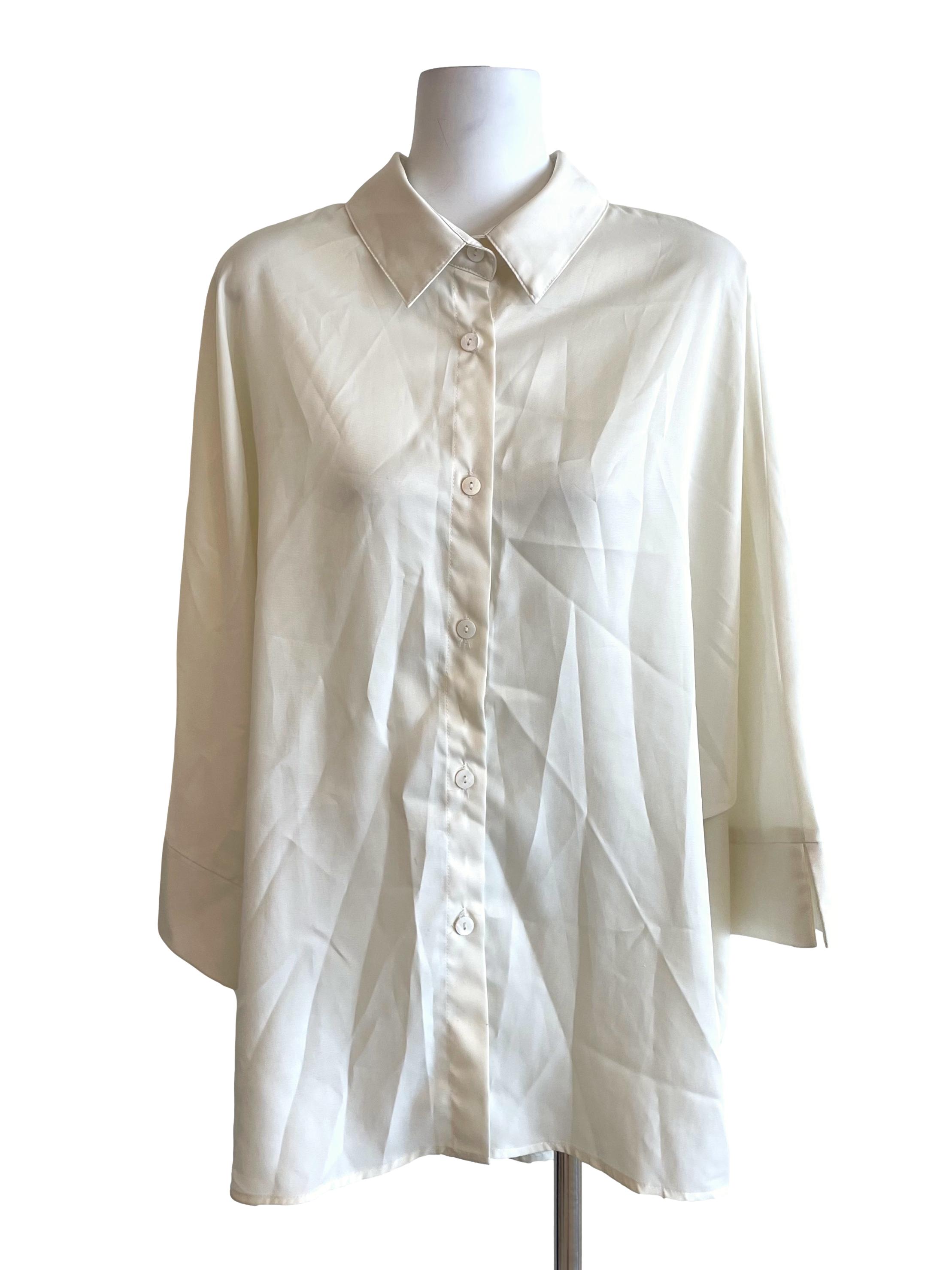 Cream Bat Mid Sleeves Shirt Dress