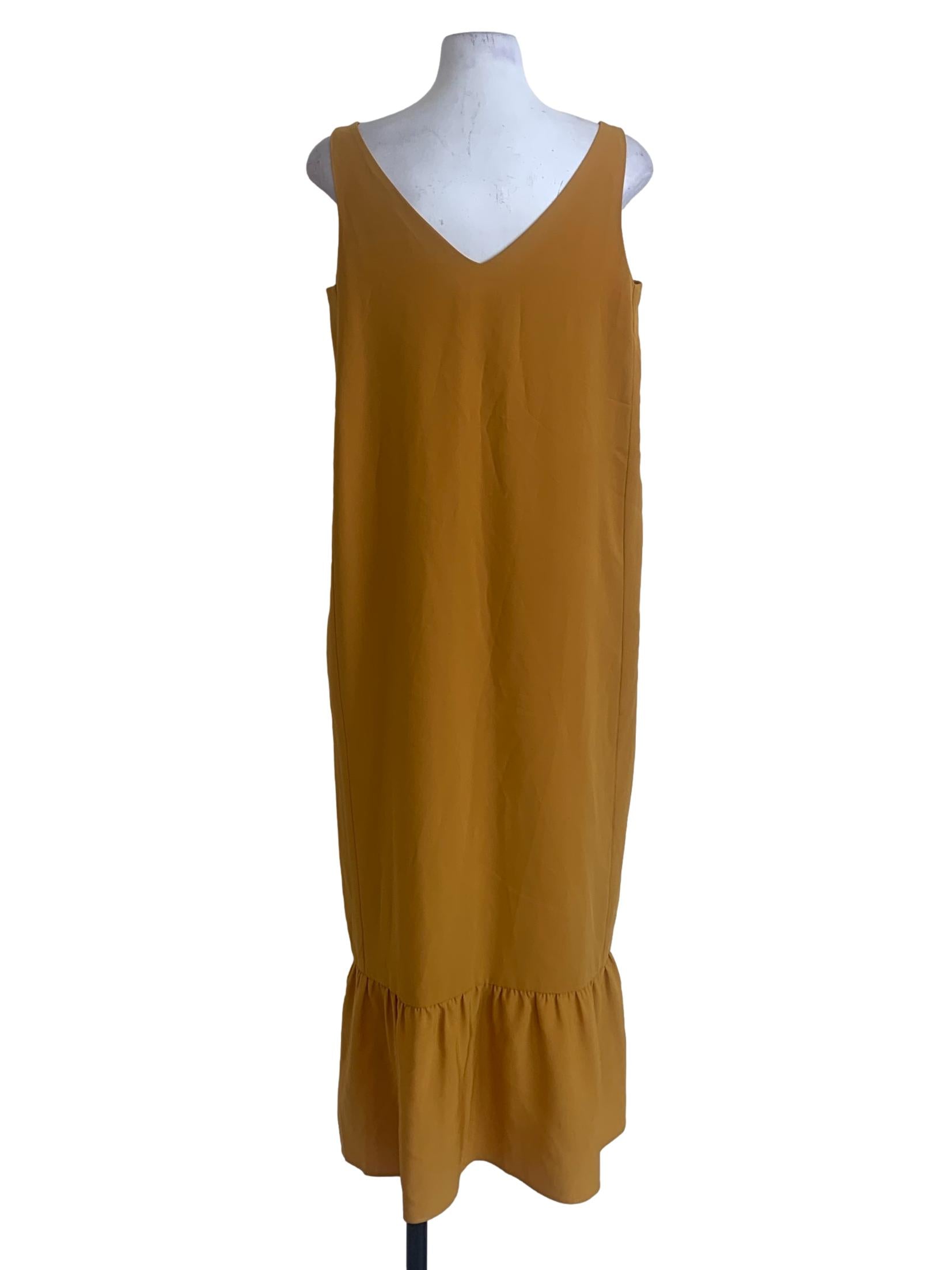Yellow V-Neck Midi Dress OSN