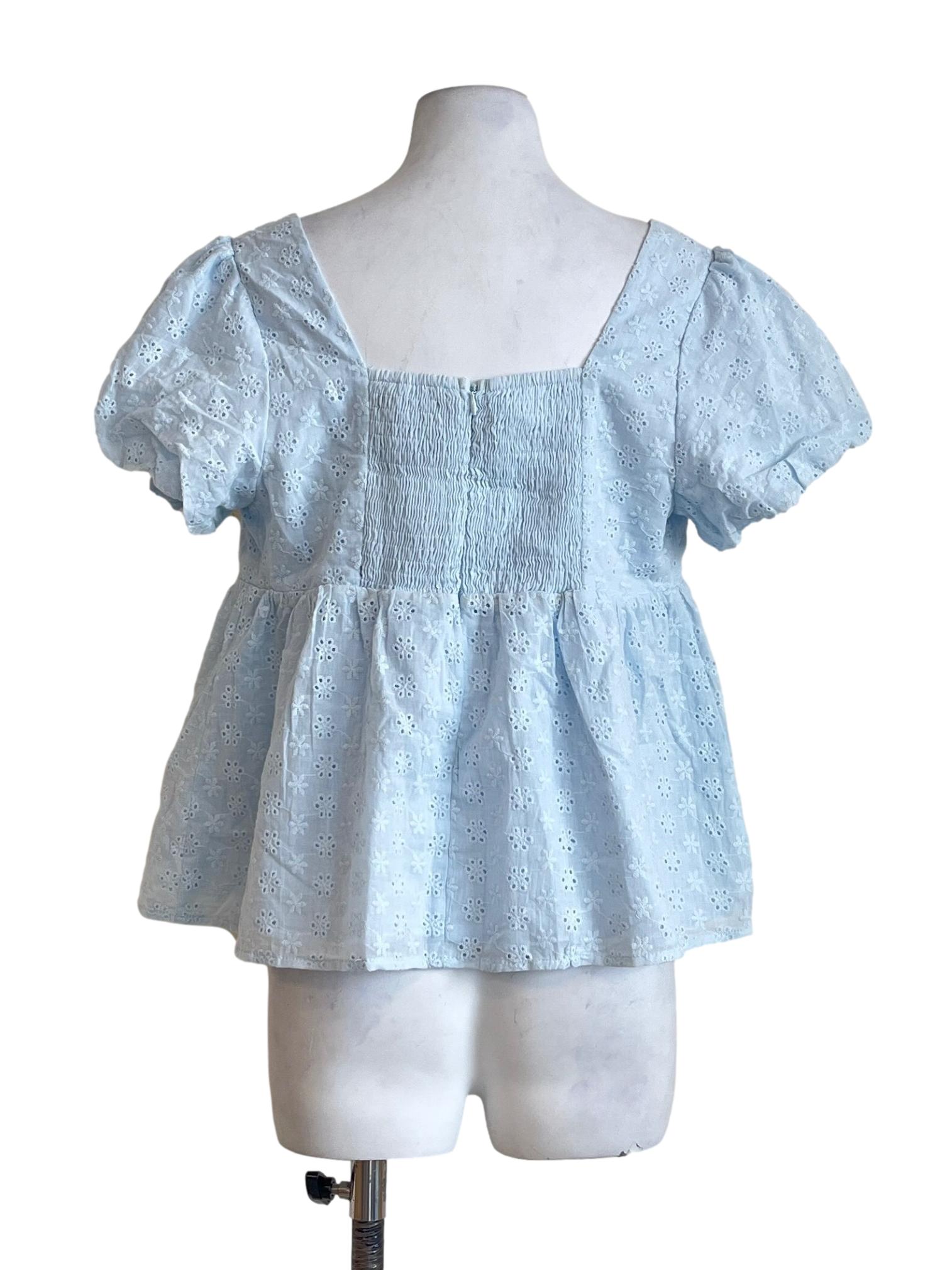 Baby Blue Square Short Sleeve Top