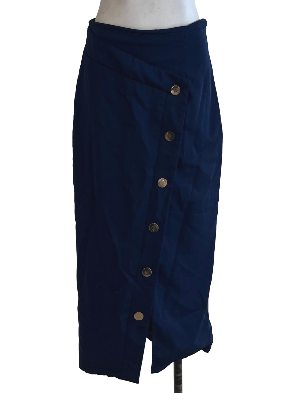 Navy Blue High-Waisted A-Line Skirt