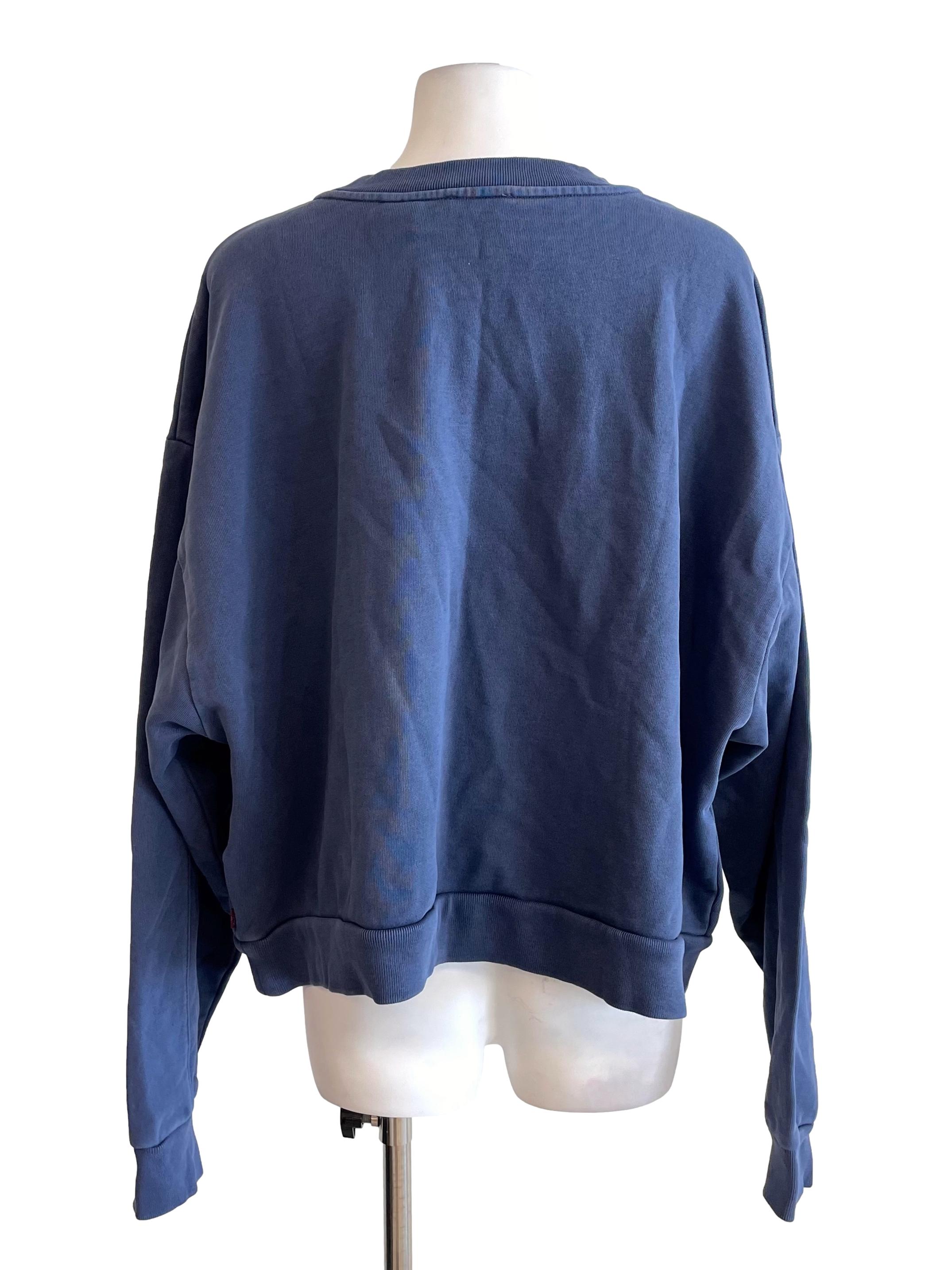 Pale Indigo Vintage Washed Text Sweater
