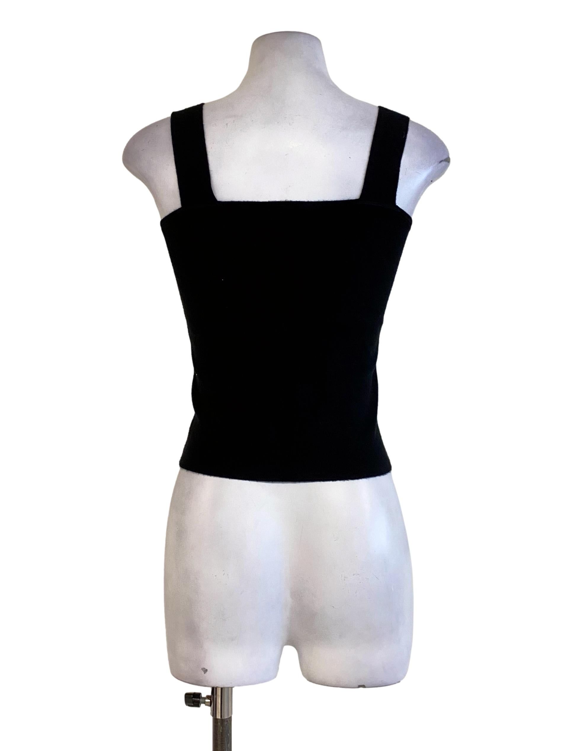 Black Sleeveless Square Neck Top TCL
