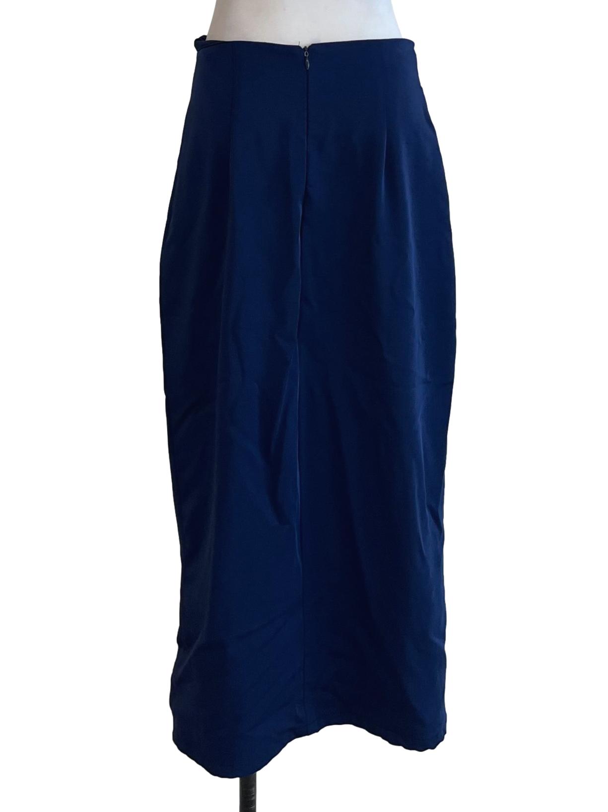 Navy Blue High-Waisted A-Line Skirt