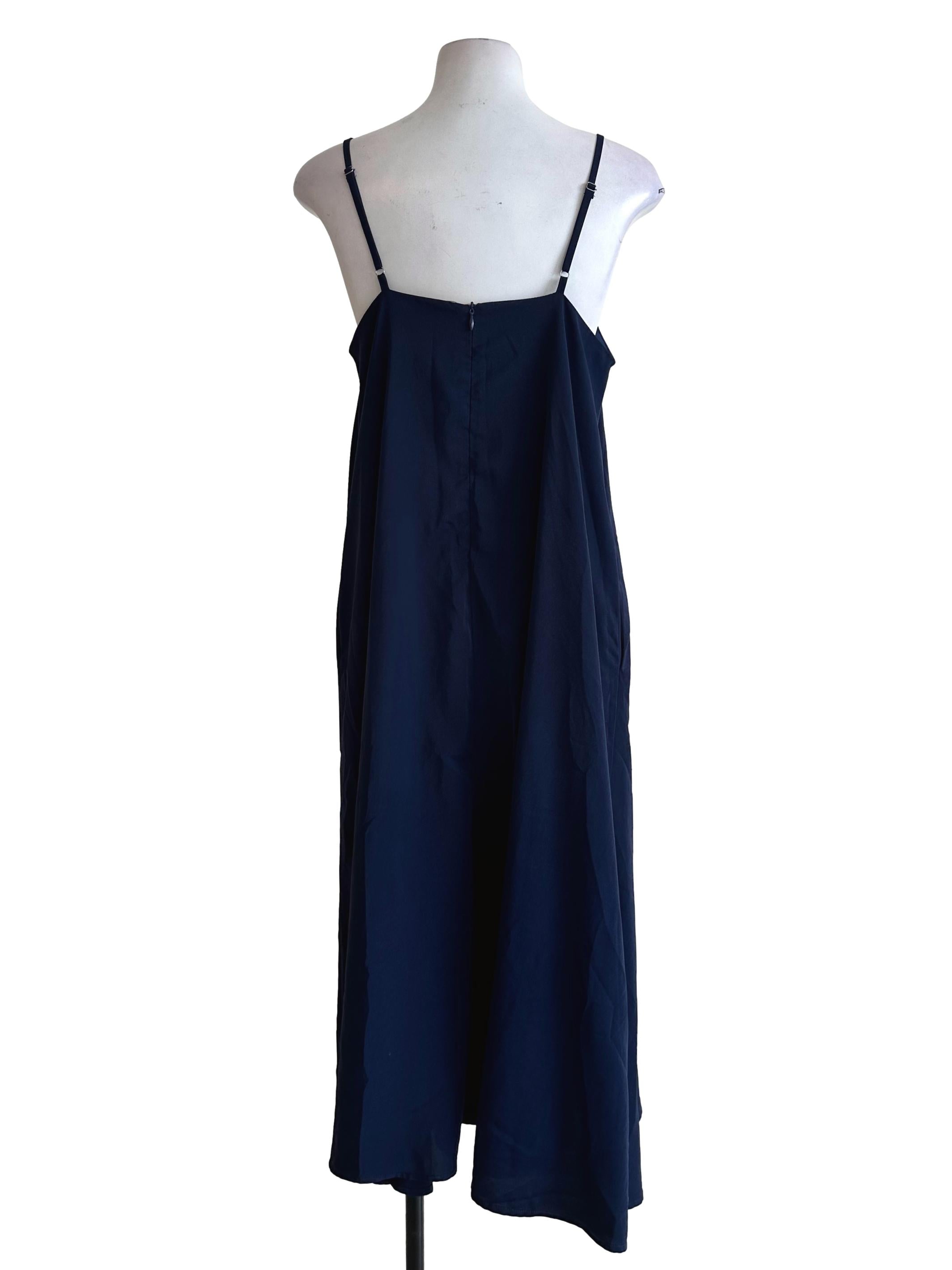 Navy Blue Sleeveless Maxi Dress YHF