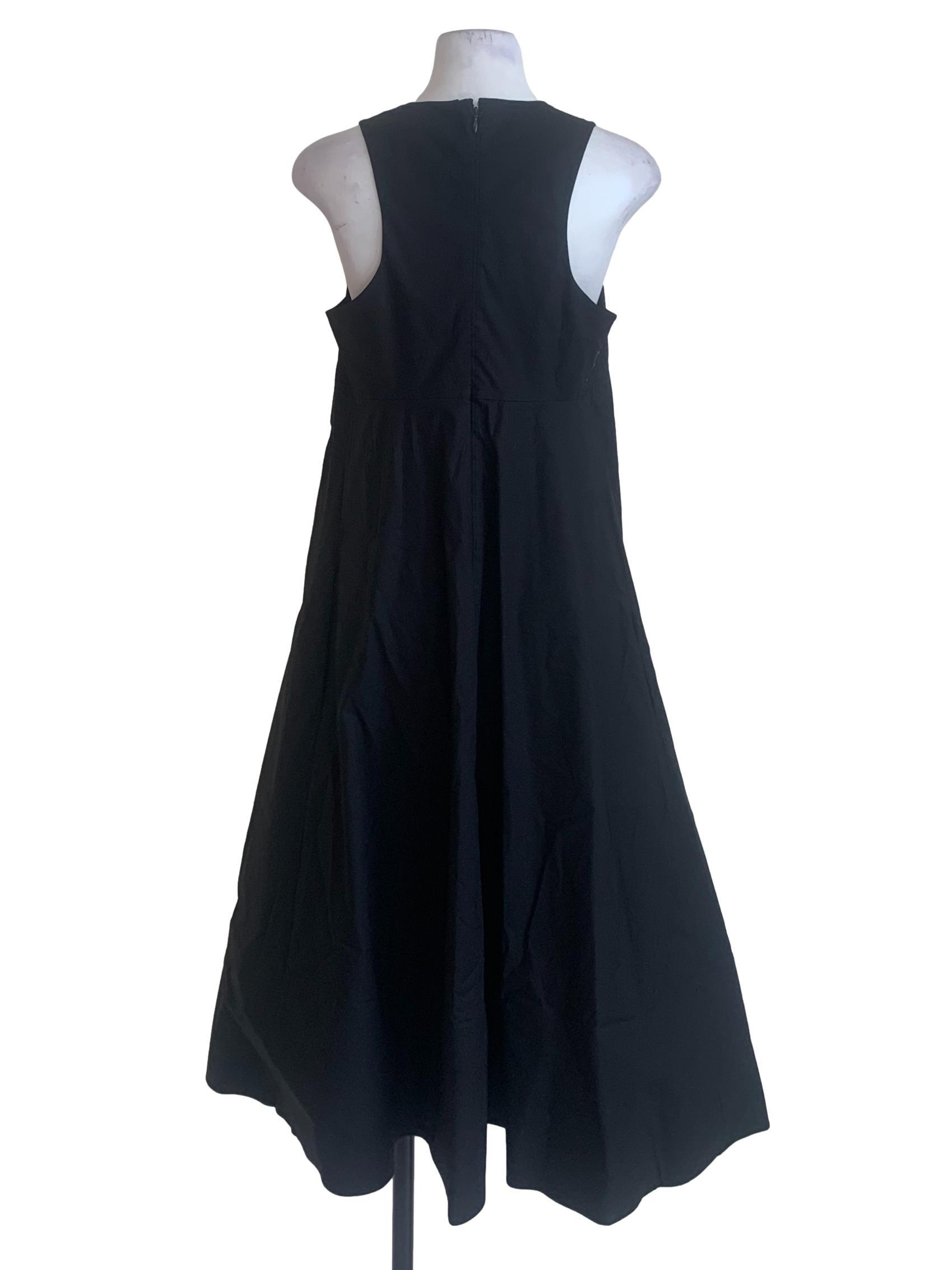 Black Round Neck Drop Waist Dress