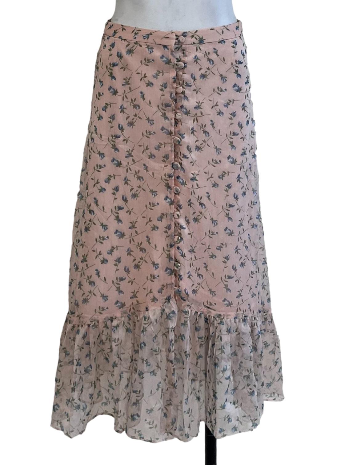 Pink Floral A-Line Skirt