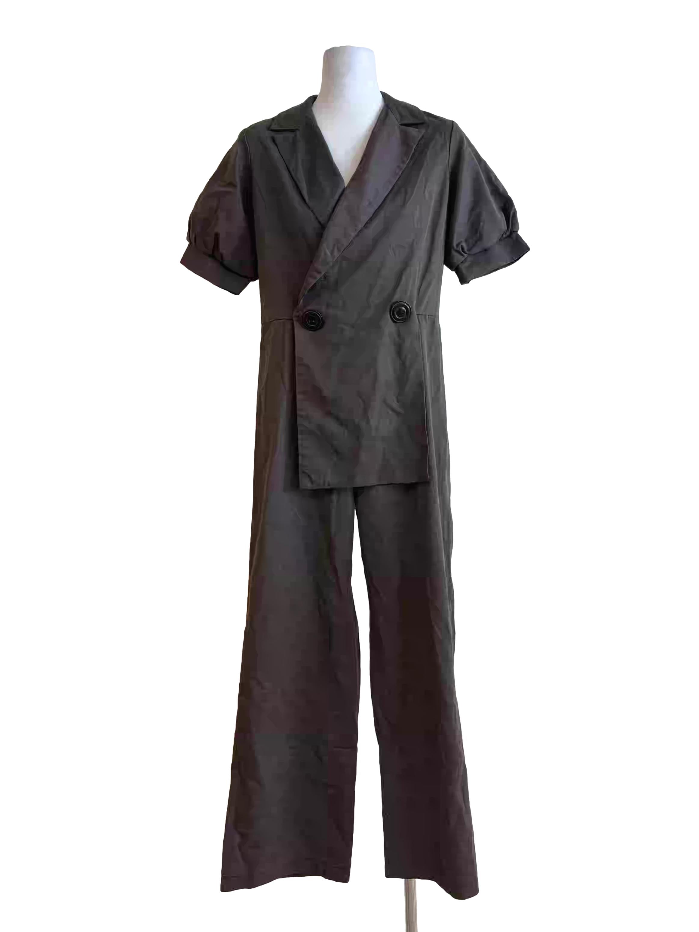 Taupe Brown Short Sleeve Jumpsuit