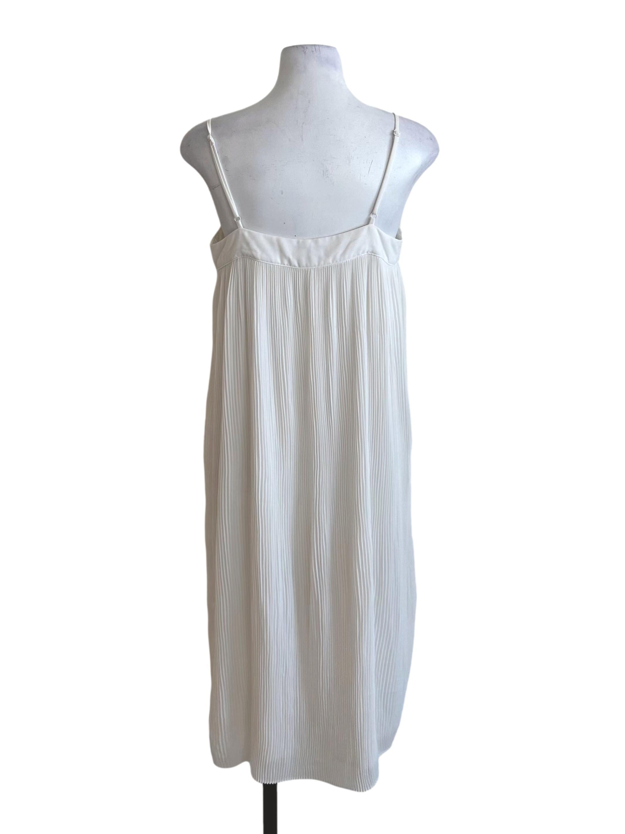 Off White Square Neck Pleated Dress LB