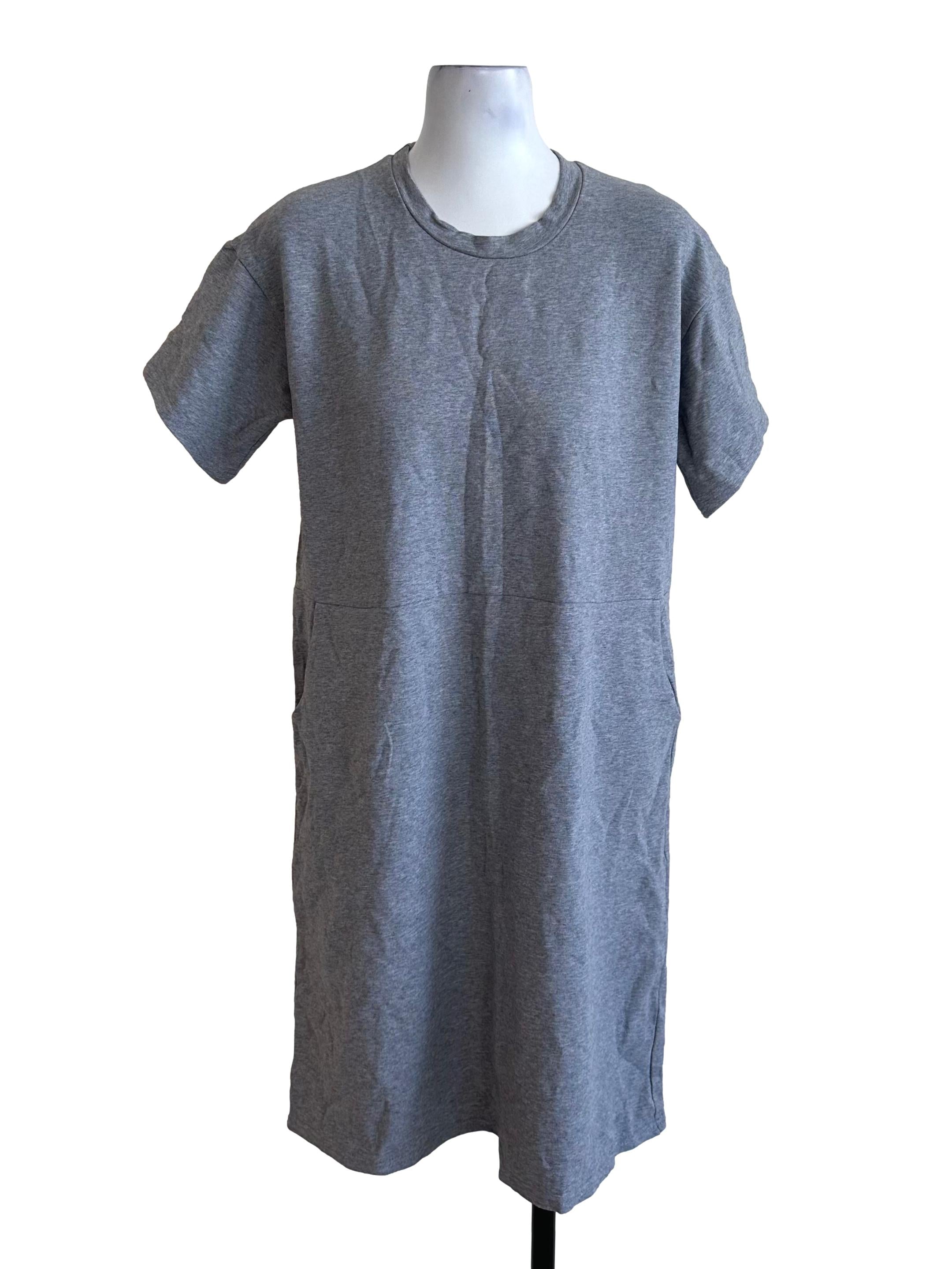 Dark Grey Round Neck Tee Dress TEM
