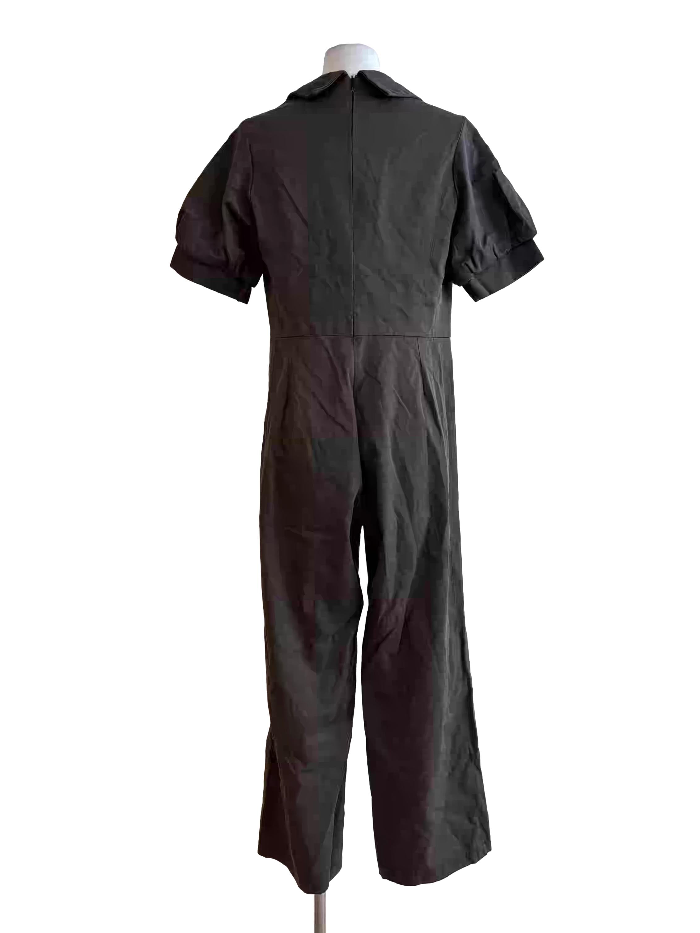 Taupe Brown Short Sleeve Jumpsuit